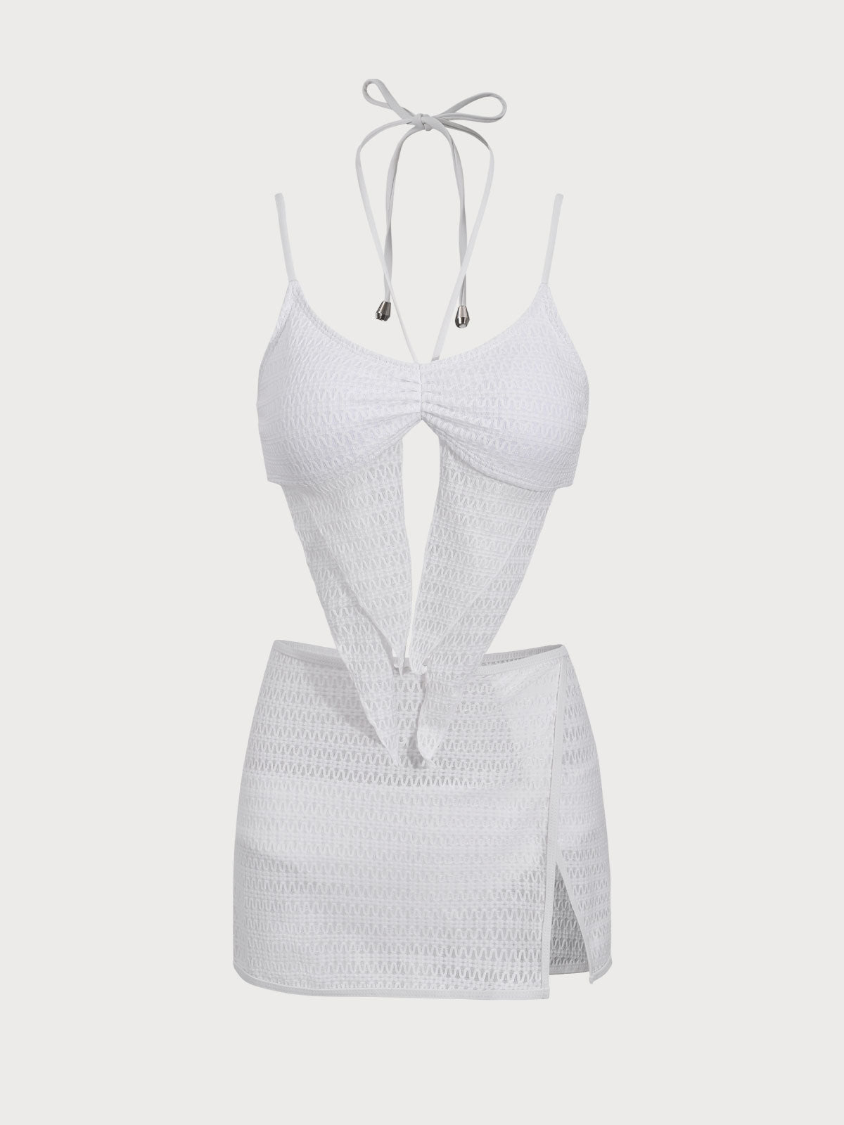 White Butterfly Print Three-Piece Tankini Set