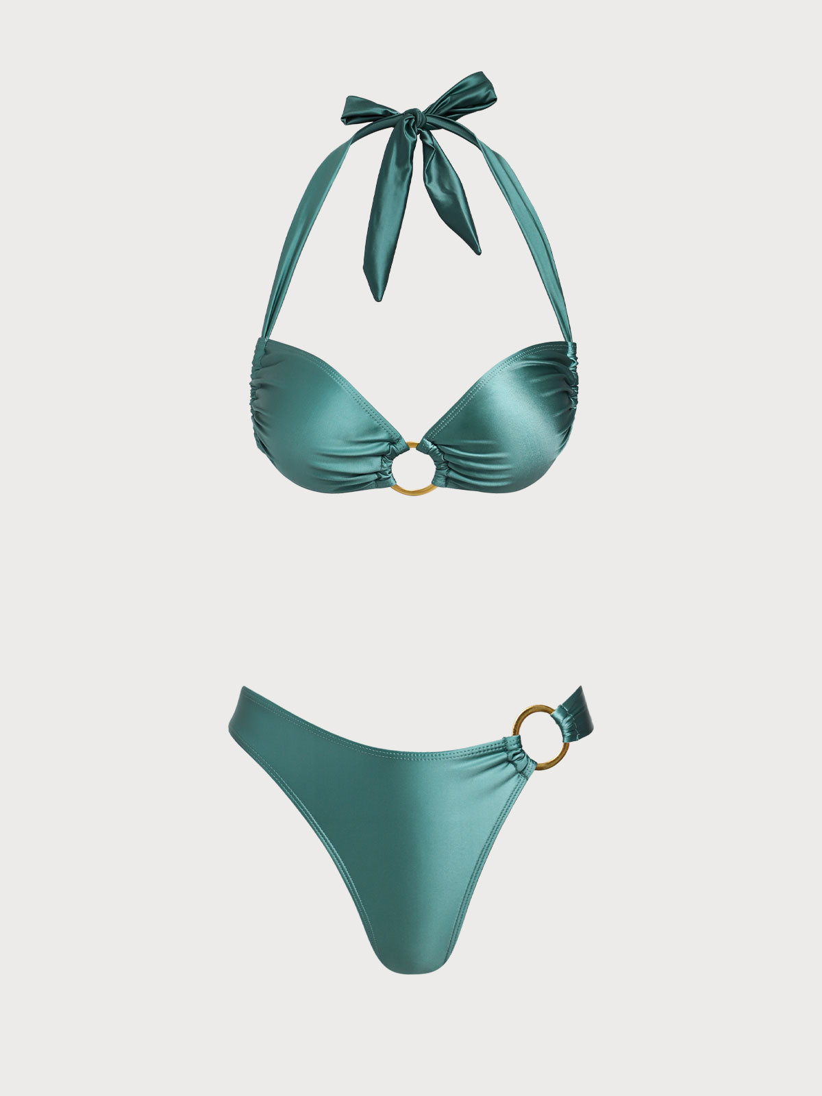 Green O-Ring Halter Bikini Set