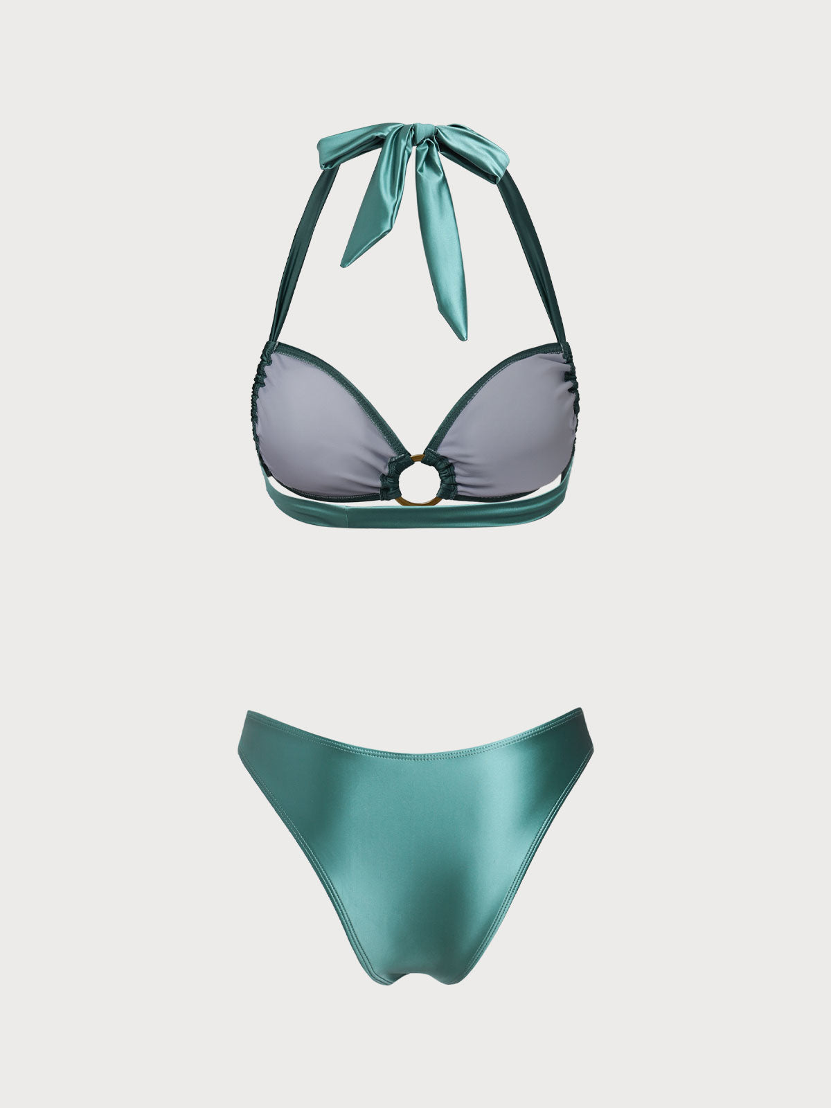 Green O-Ring Halter Bikini Set