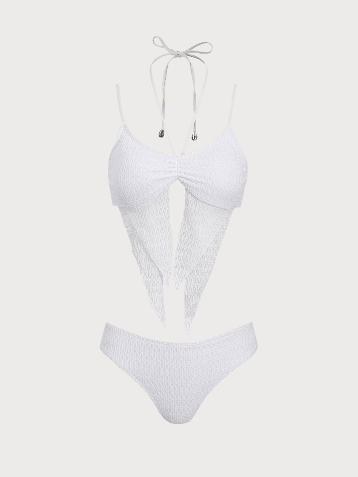 White Butterfly Print Three-Piece Tankini Set