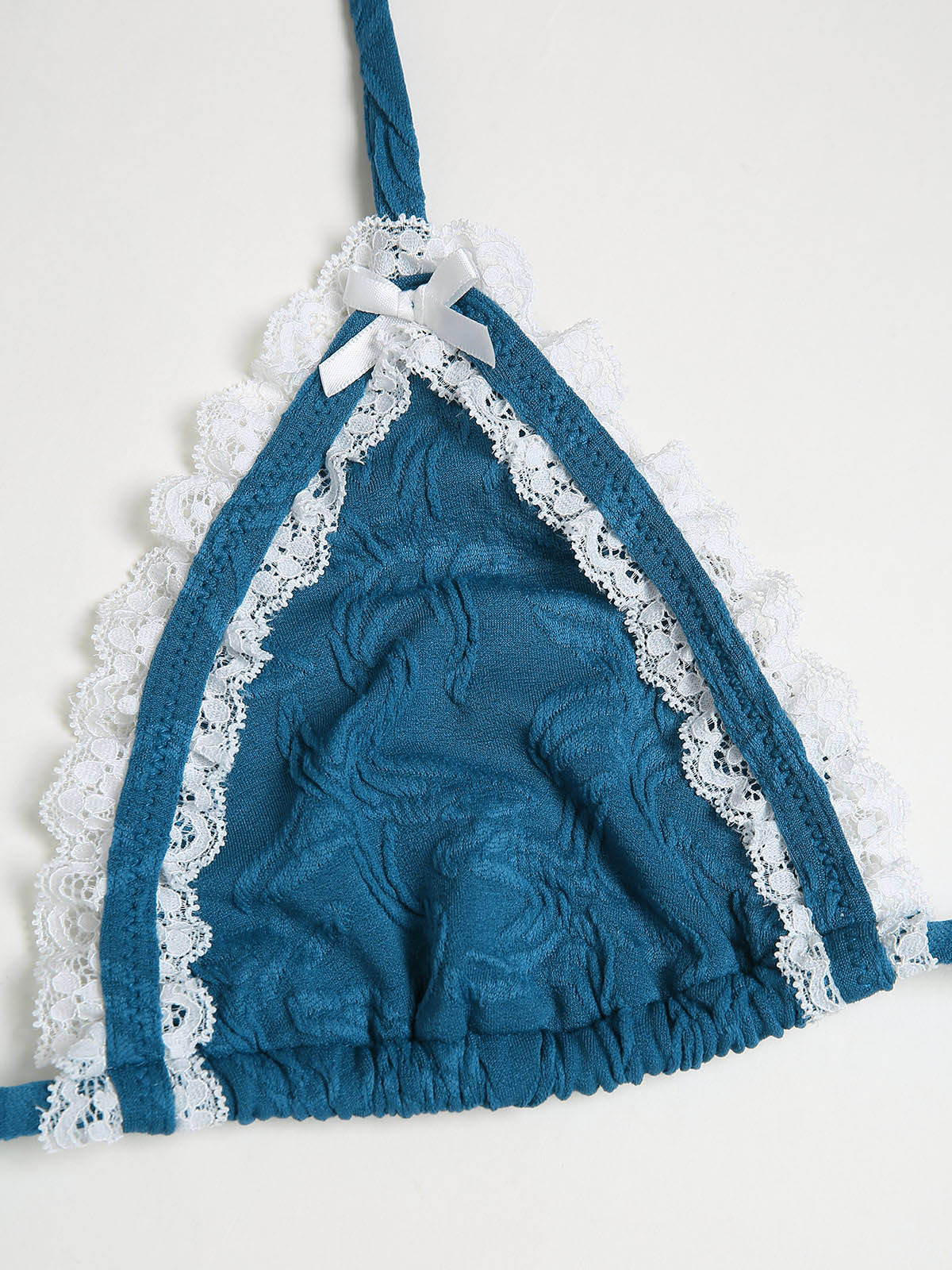 Peacock Blue Geometric Contrast Bikini Set