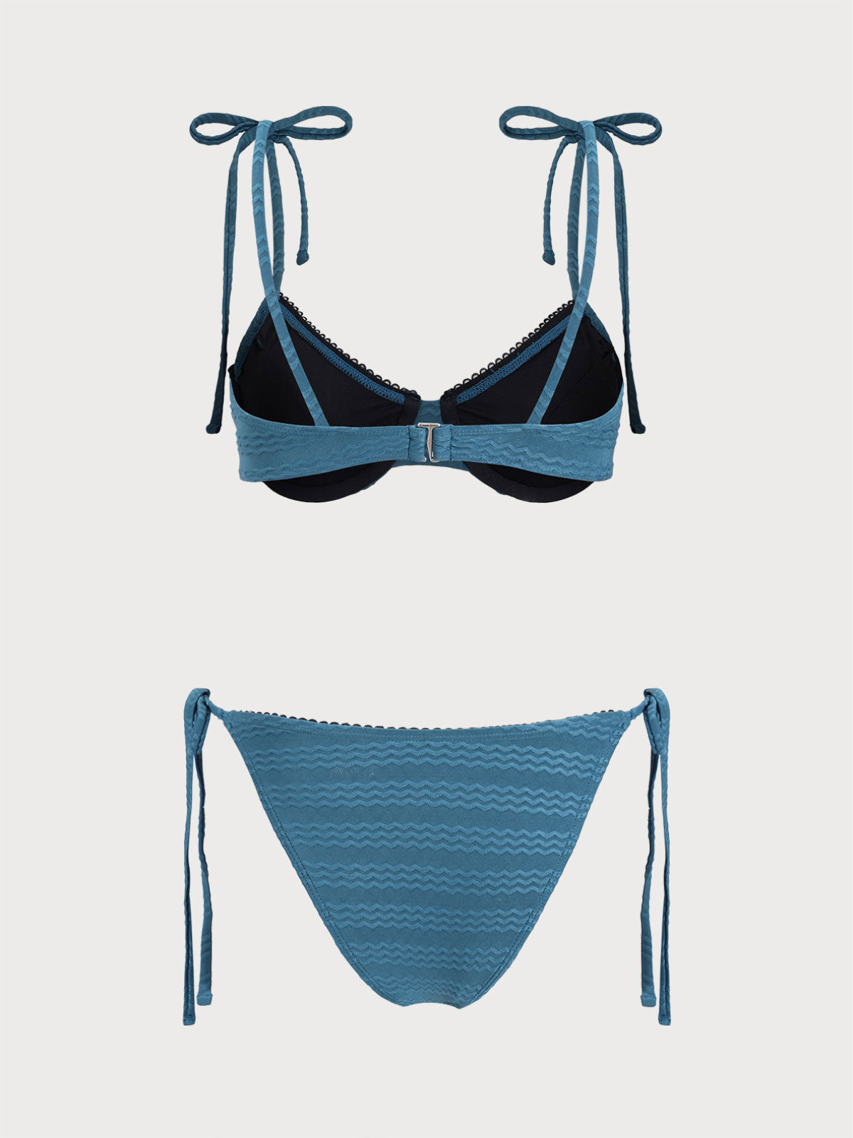 女士涤纶针织波浪纹皱褶比基尼套装 Bikinis - SAMIOLSWIM