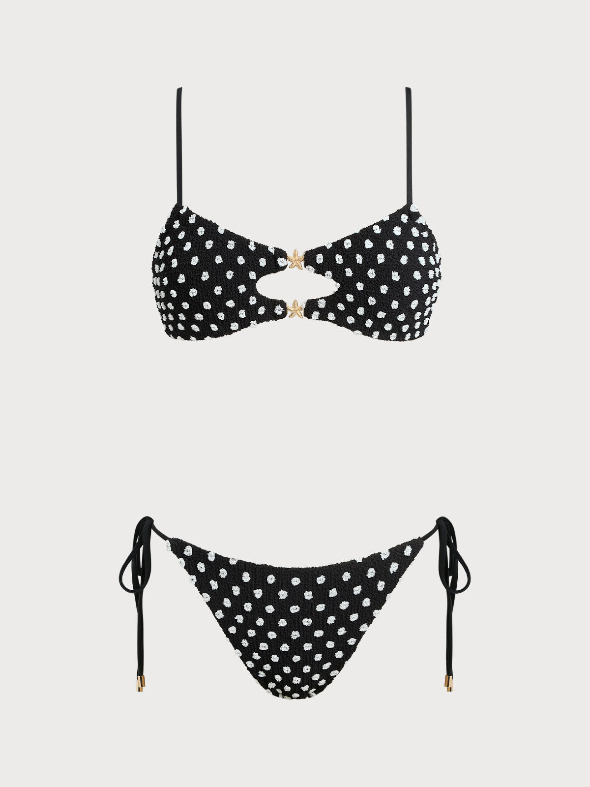 Knitted Polyester Bikini Set Black Bikinis - SAMIOLSWIM