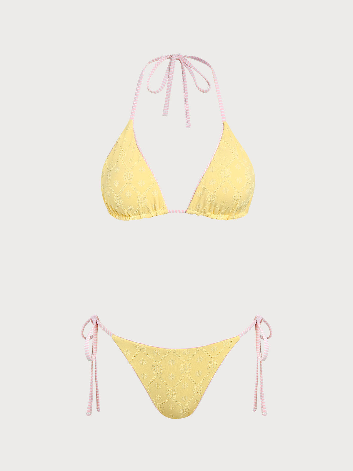 Knitted Polyester Bikini Set Yellow Bikinis - SAMIOLSWIM