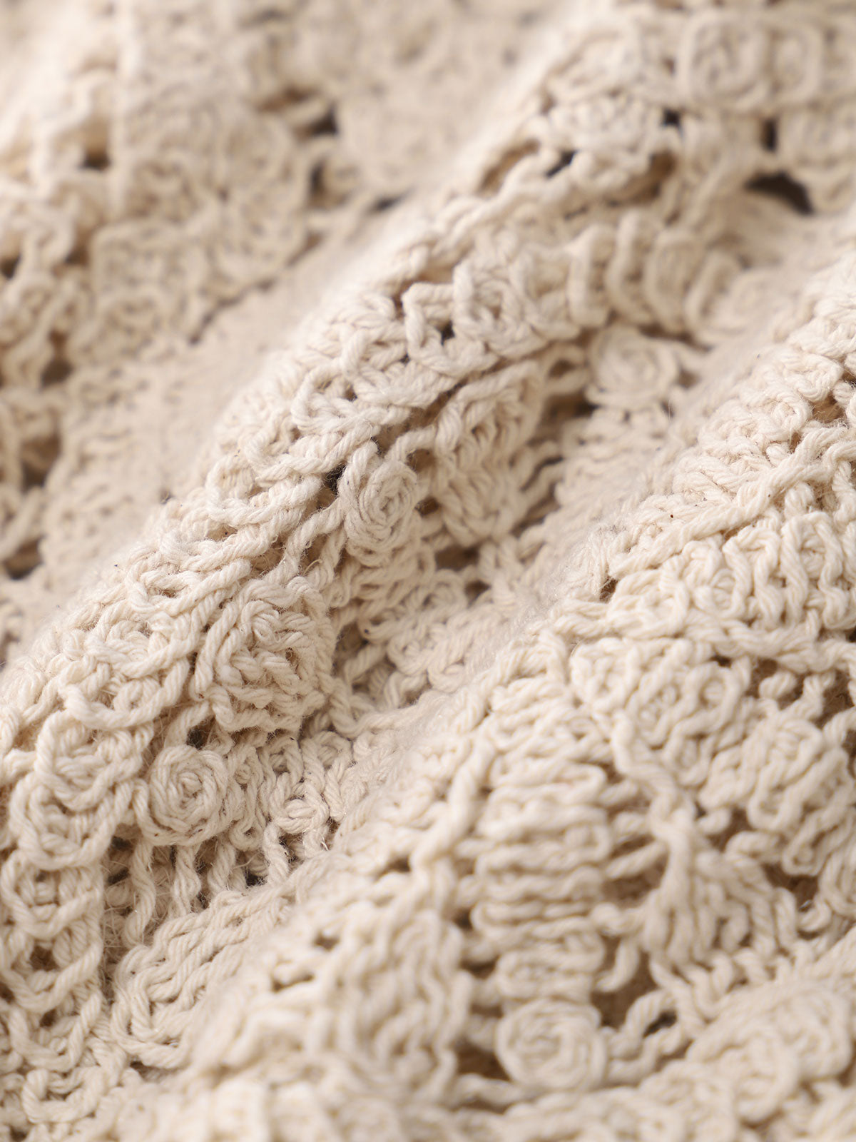 Women'S Cotton Knit Crochet Net Button Vest Blouse Cover-ups - SAMIOLSWIM