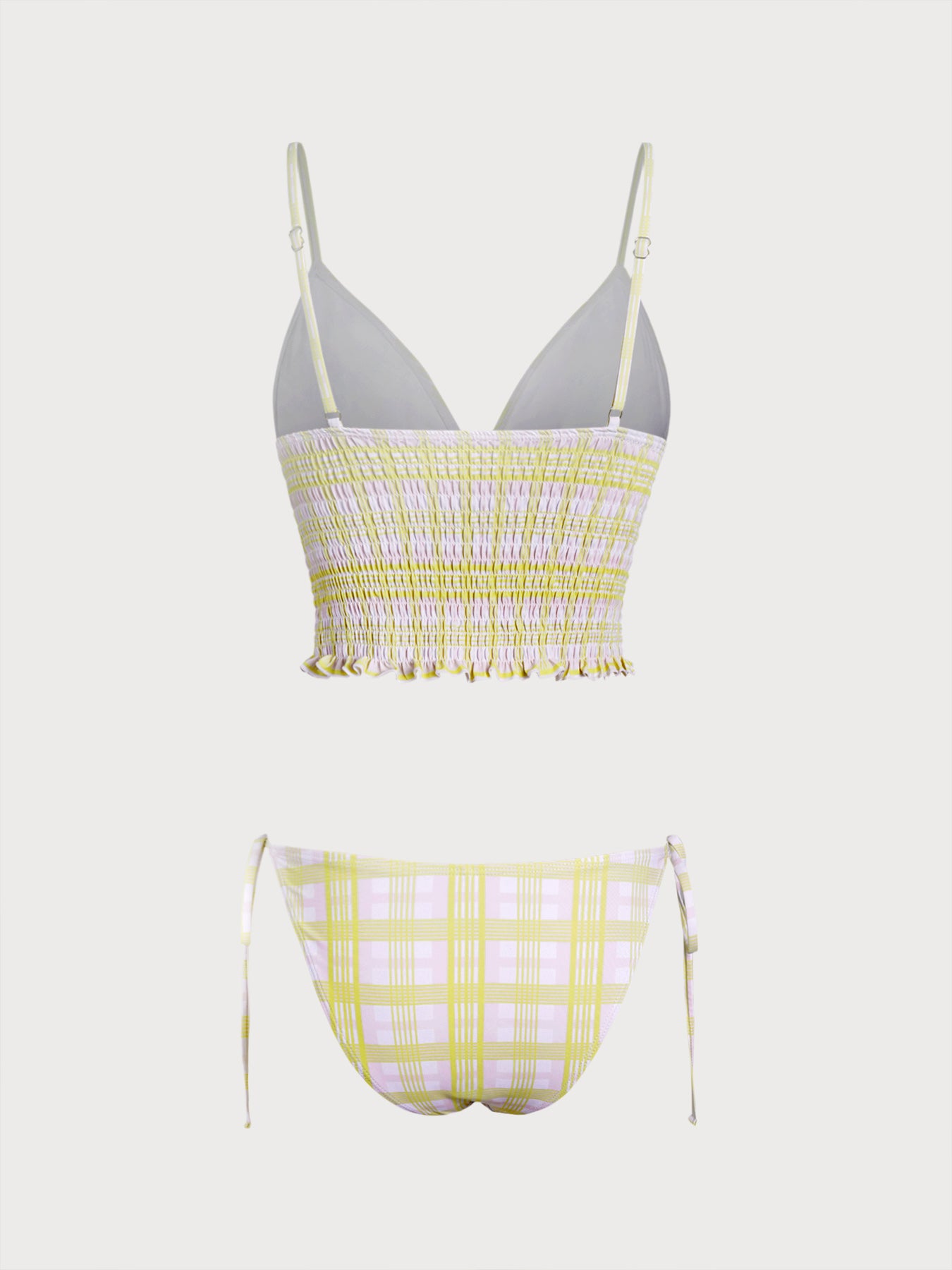 Women'S Knitted Polyester Plaid Ruched Tankini Suit Tankinis - SAMIOLSWIM