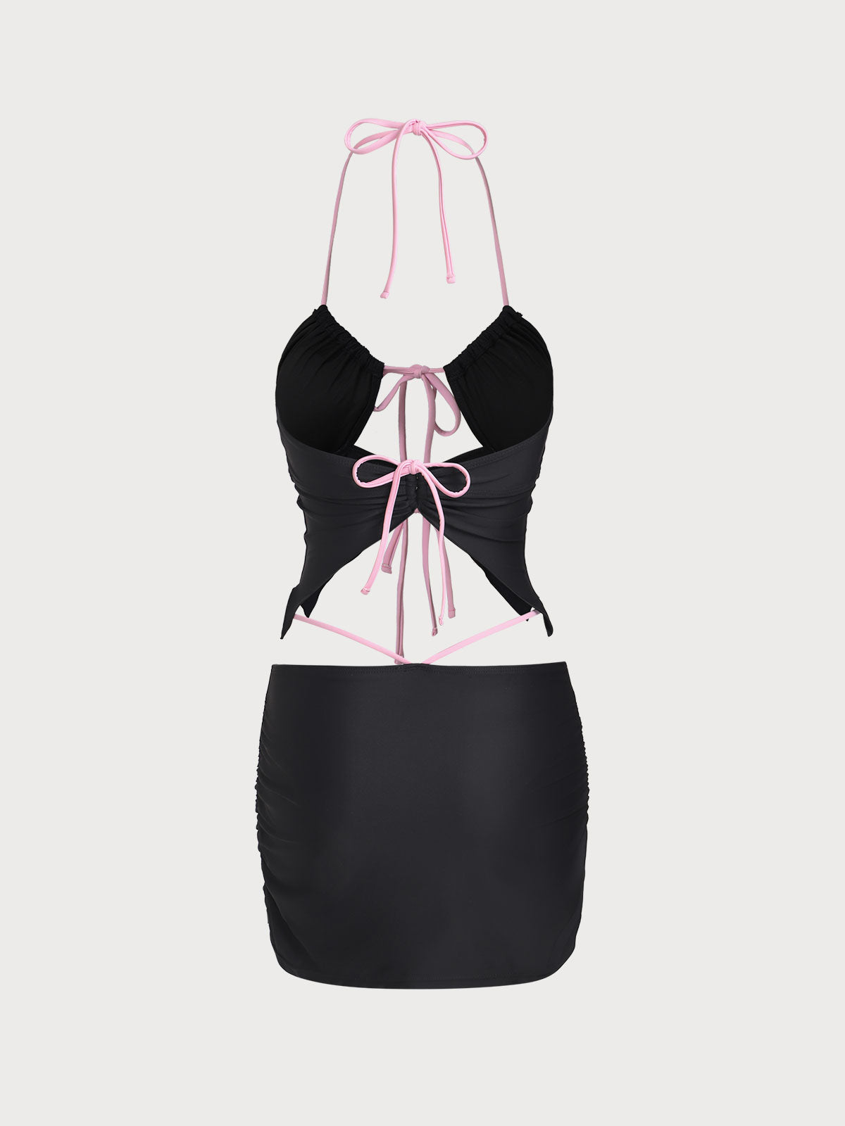 Women'S Nylon Knit Contrast Color Skirt Tankini Swimsuit Tankinis - SAMIOLSWIM