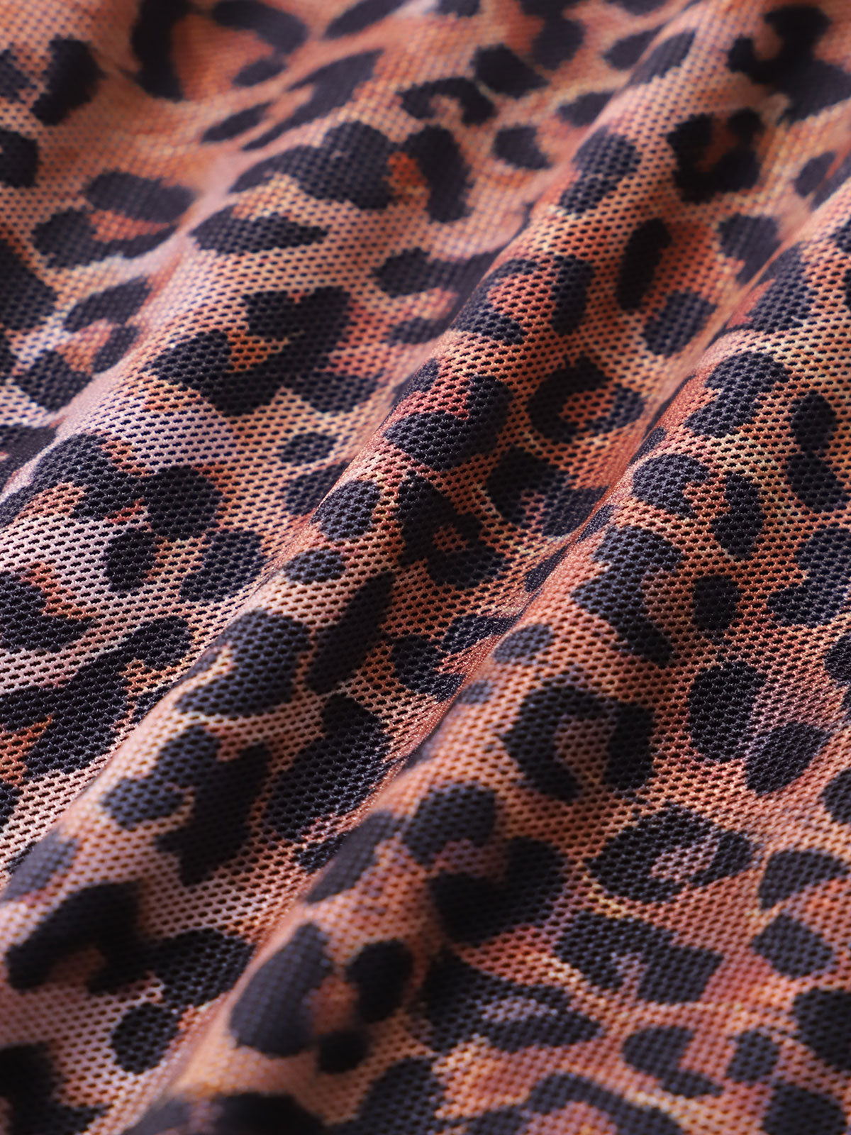 Women'S Nylon Knit Contrast Leopard Print Shirred Bikini Set Bikinis - SAMIOLSWIM