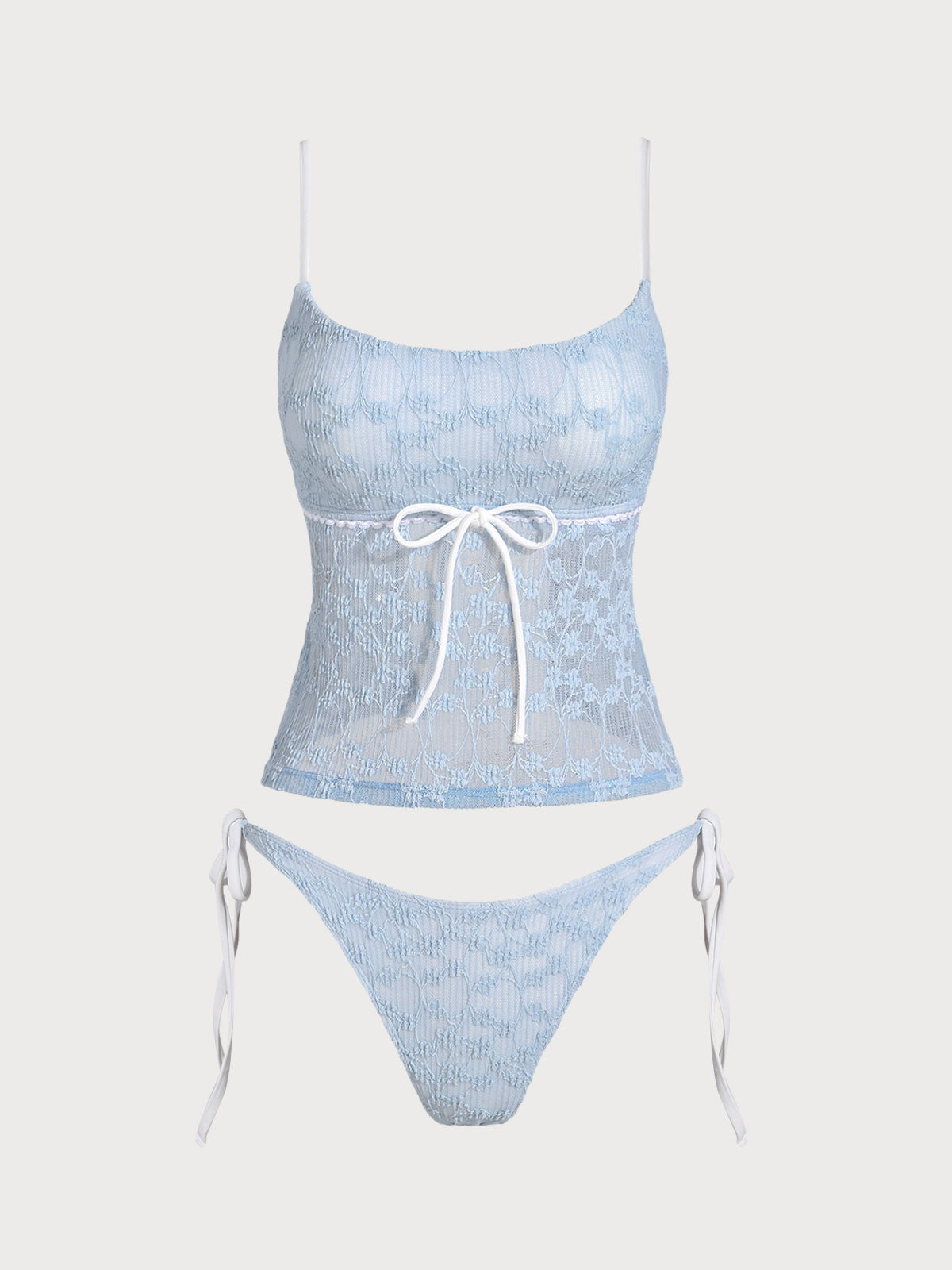 Women'S Nylon Knit Lace Contrast Tankini Swimsuit Tankinis - SAMIOLSWIM