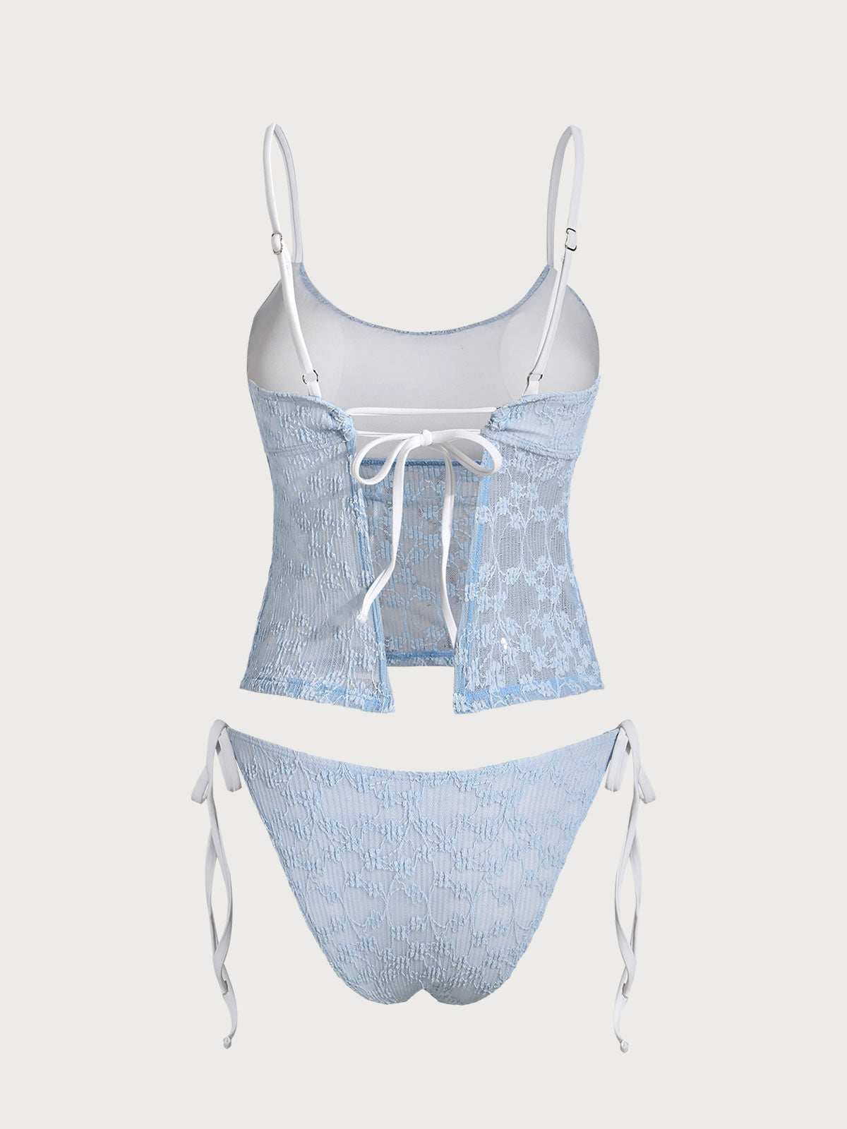 Women'S Nylon Knit Lace Contrast Tankini Swimsuit Tankinis - SAMIOLSWIM