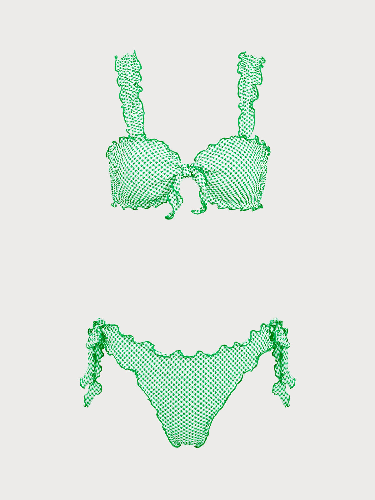 Women'S Nylon Knit Plaid Knotted Bikini Set Bikinis - SAMIOLSWIM