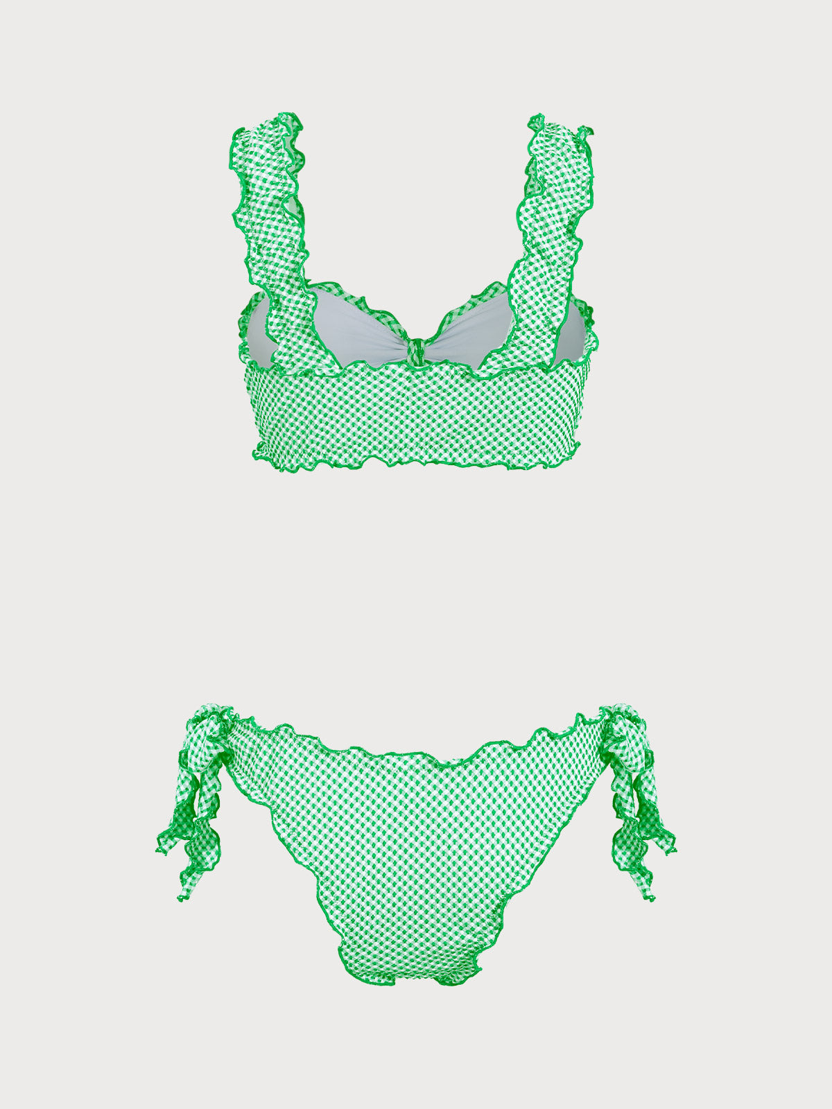 Women'S Nylon Knit Plaid Knotted Bikini Set Bikinis - SAMIOLSWIM