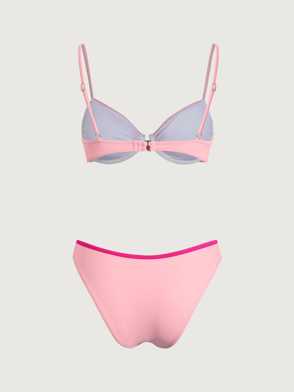 Women'S Nylon Knitted Contrast Underwire Bikini Set Bikinis - SAMIOLSWIM