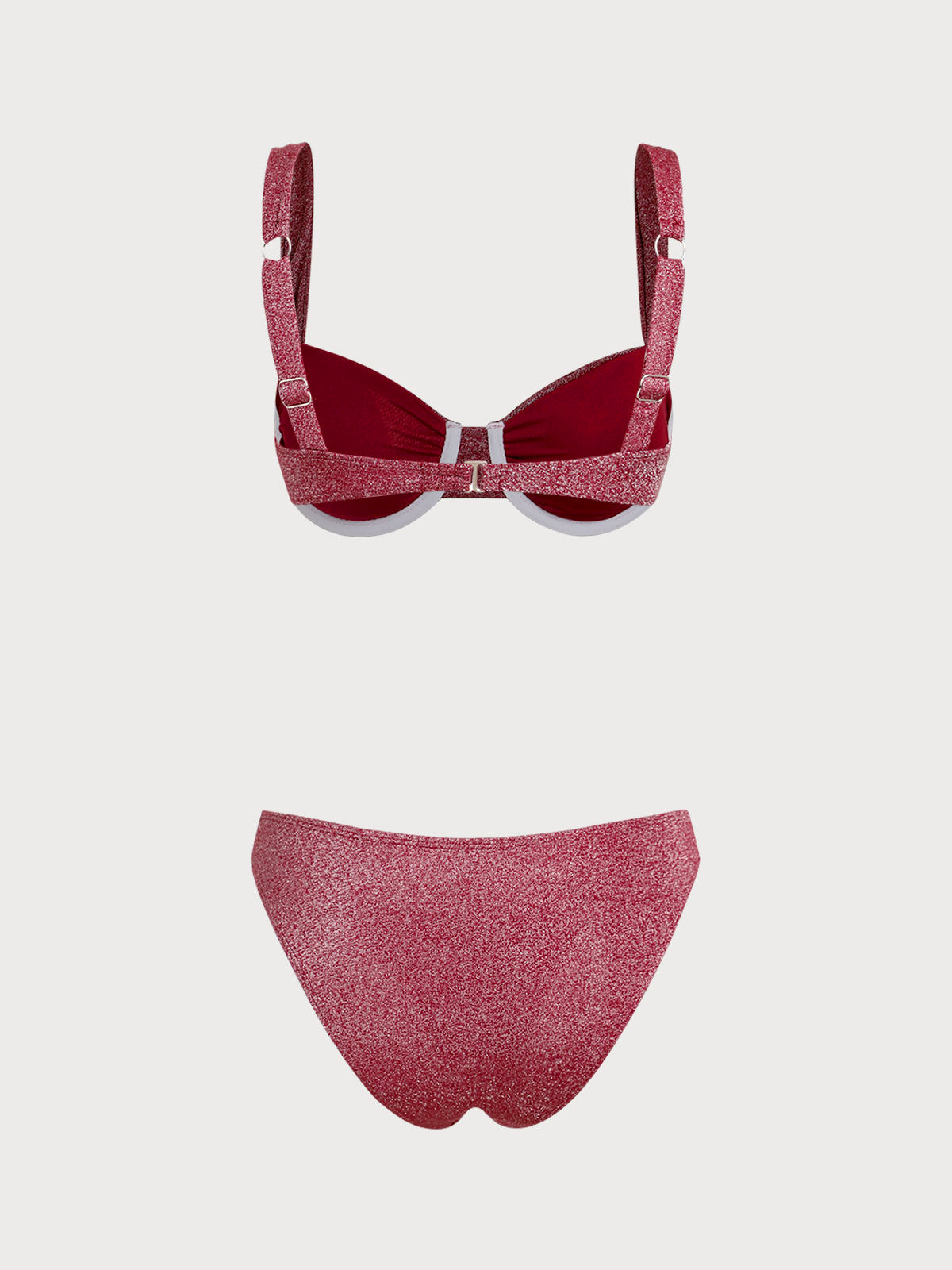 Women'S Nylon Knitted Glitter Underwire Bikini Set Bikinis - SAMIOLSWIM