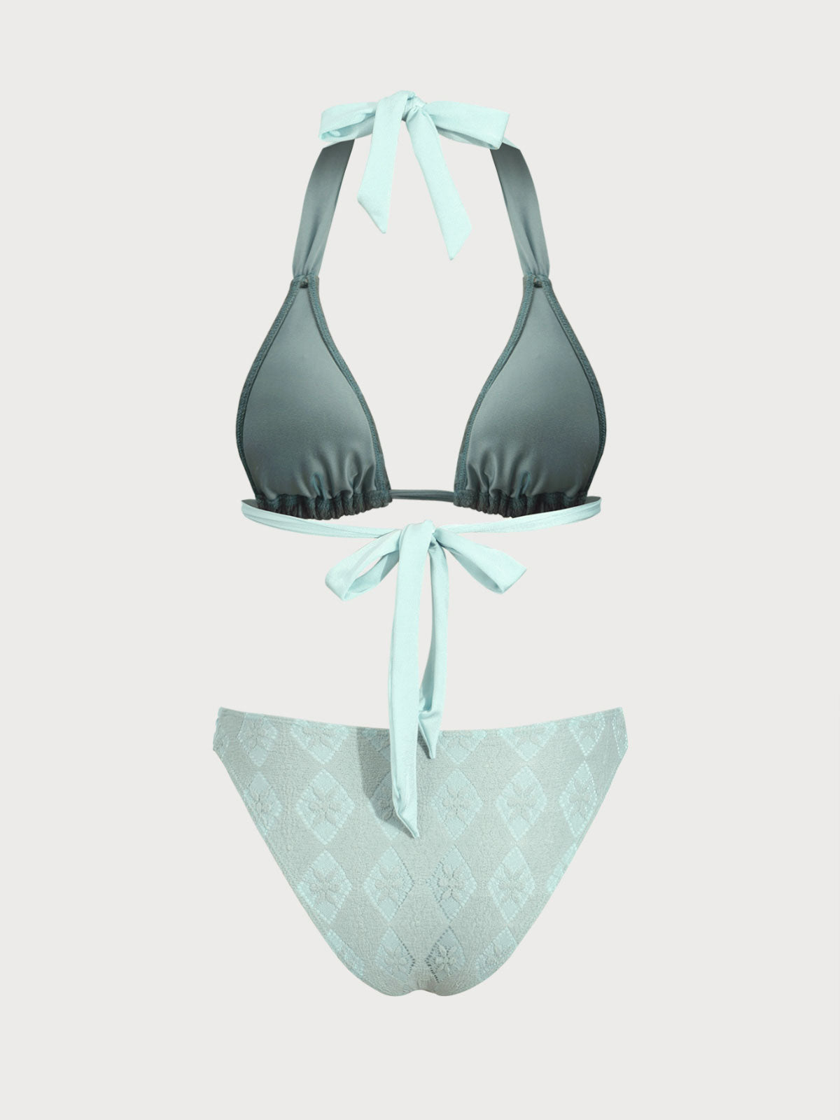 Women'S Nylon Knitted Hollow Lace Flower Bikini Set Bikinis - SAMIOLSWIM