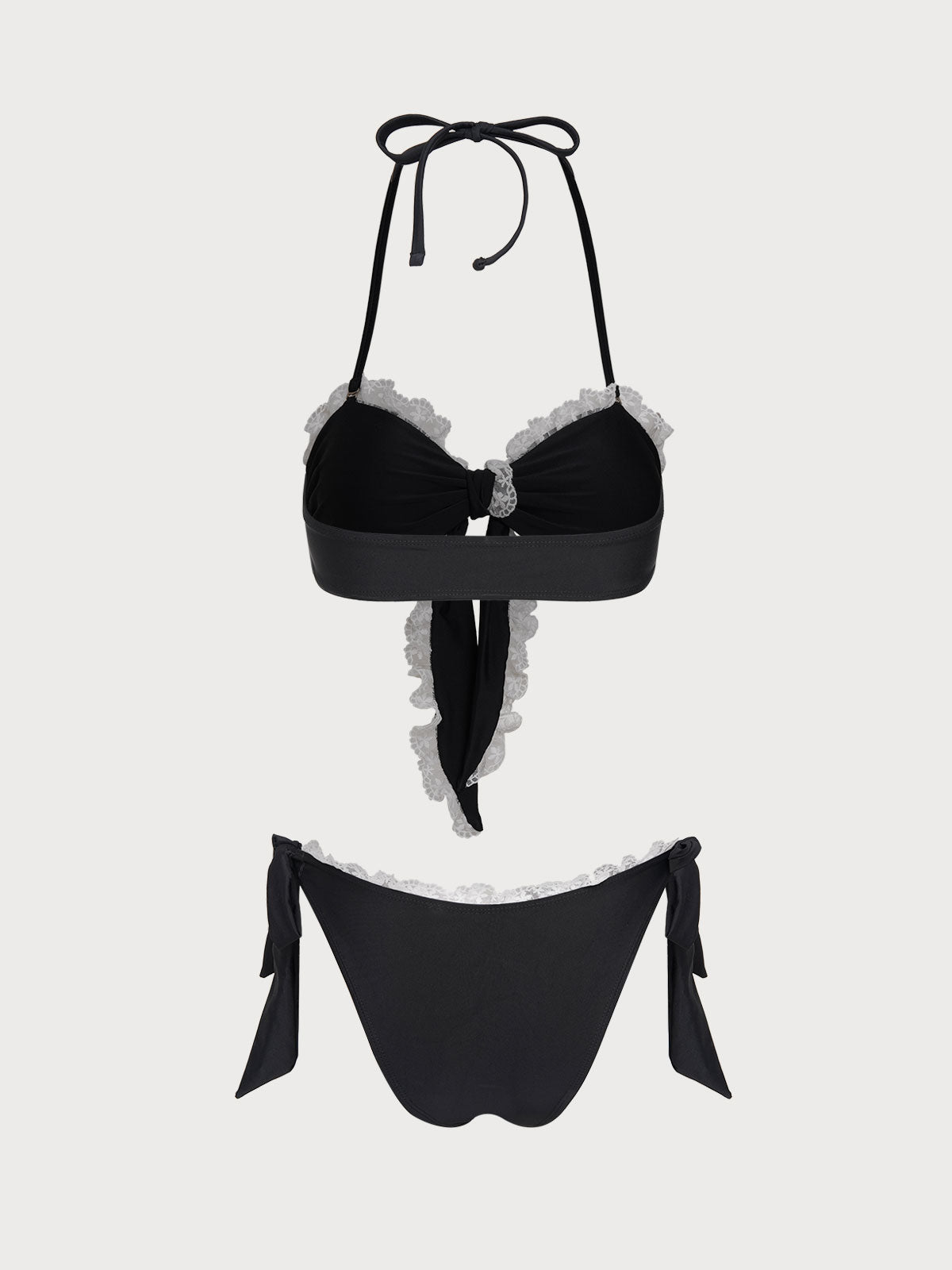 Women'S Nylon Knitted Lace Contrast Color Bikini Set Bikinis - SAMIOLSWIM