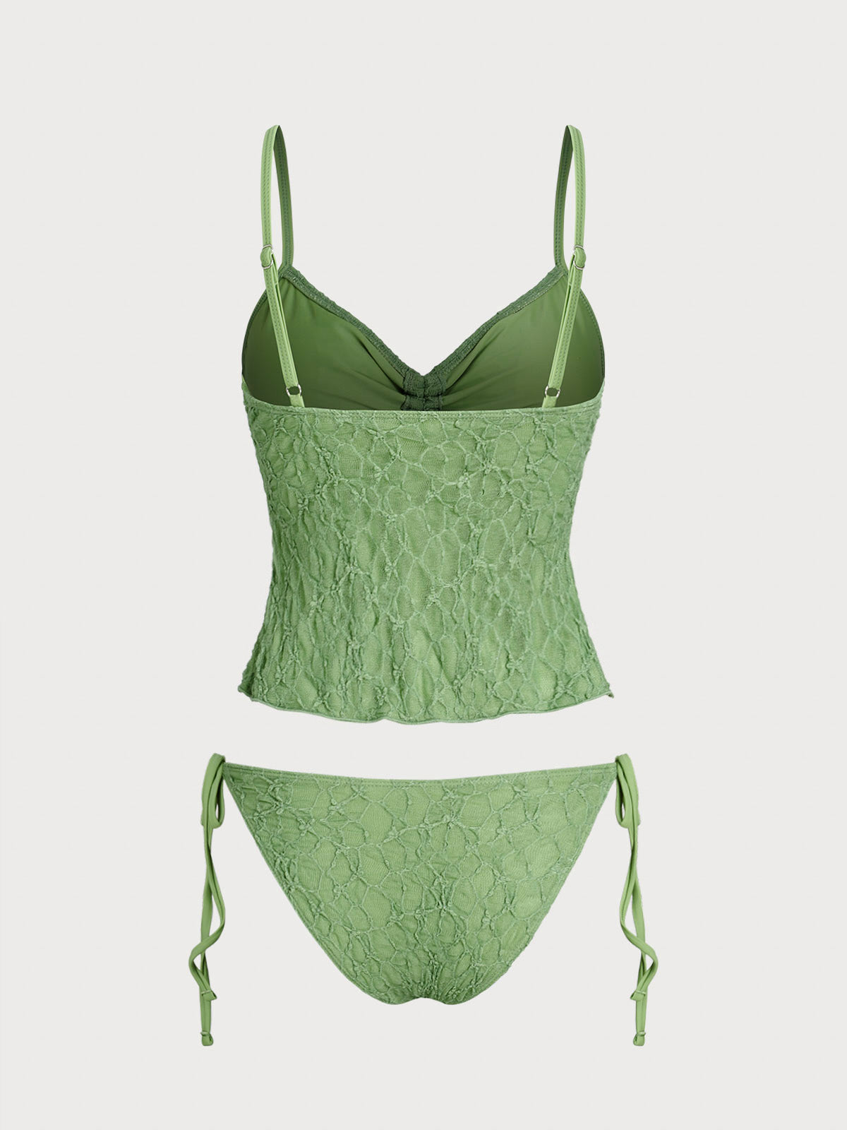 Women'S Nylon Knitted Lace Ruched Tankini Swimsuit Tankinis - SAMIOLSWIM