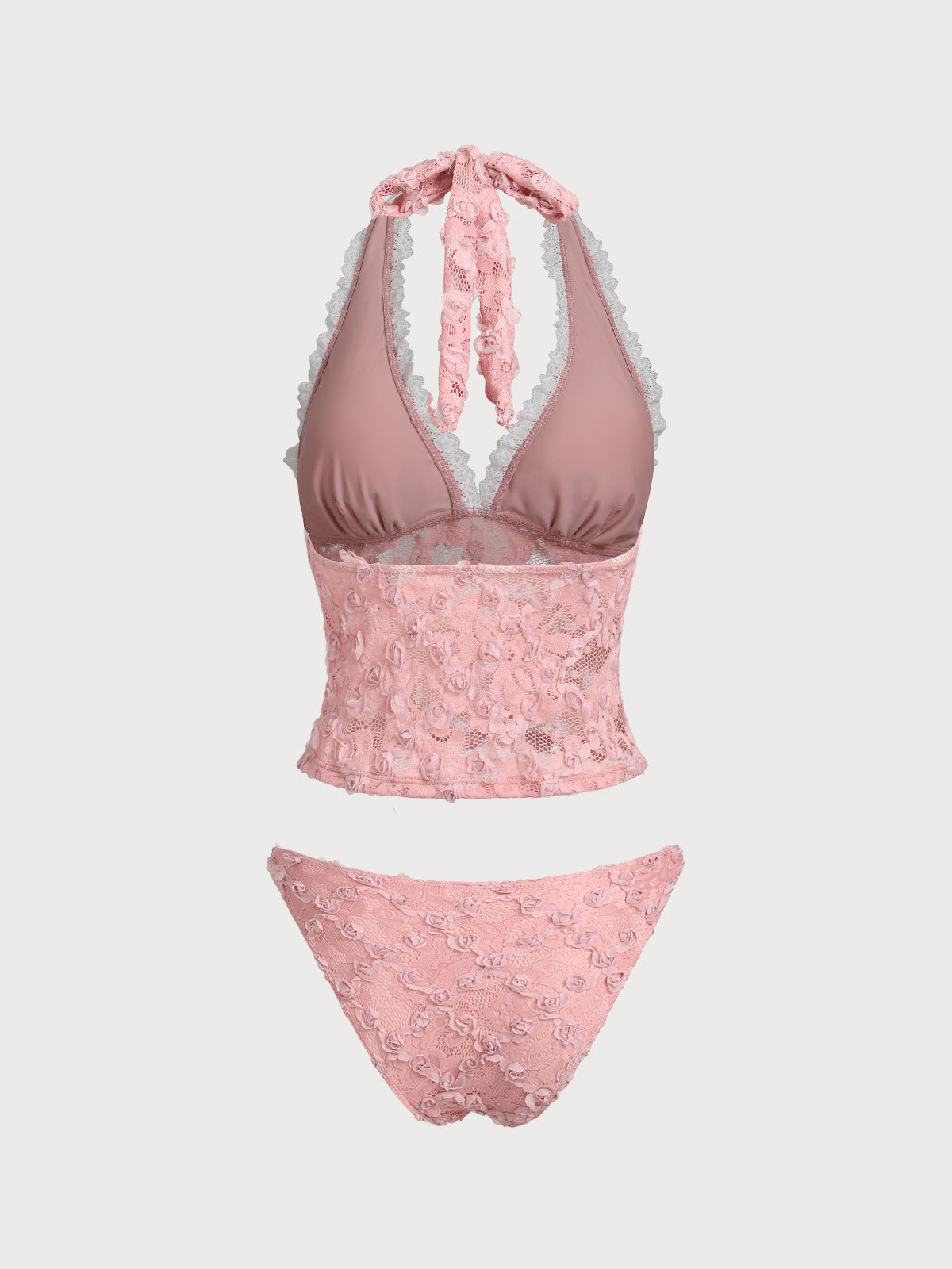 Women'S Nylon Knitted Lace 3D Flower Retro Tankini Set Tankinis - SAMIOLSWIM