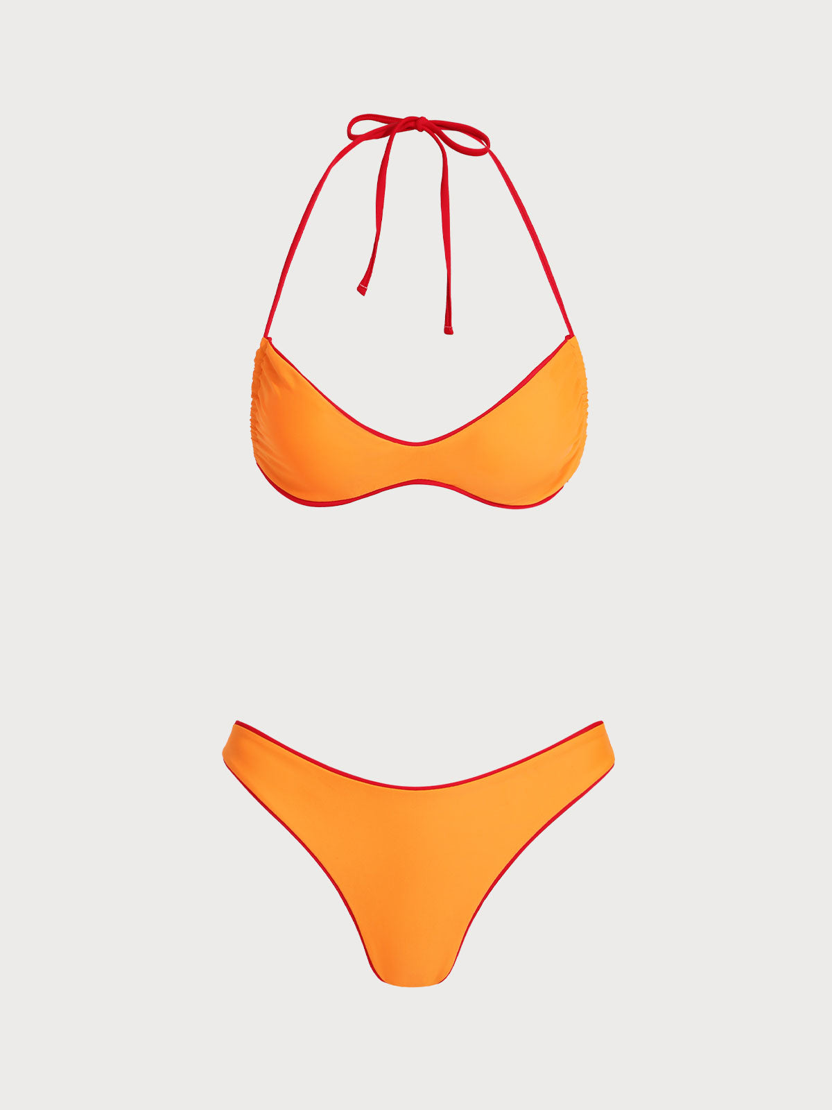 Women'S Nylon Knitted Reversible Bikini Set Orange Bikinis - SAMIOLSWIM