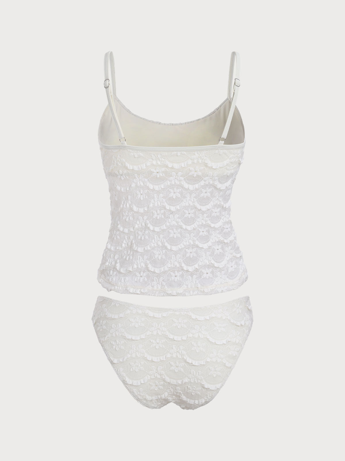 Women'S Nylon Knitted Ruched Hollow Mesh Flower Tankini Swimsuit Tankinis - SAMIOLSWIM