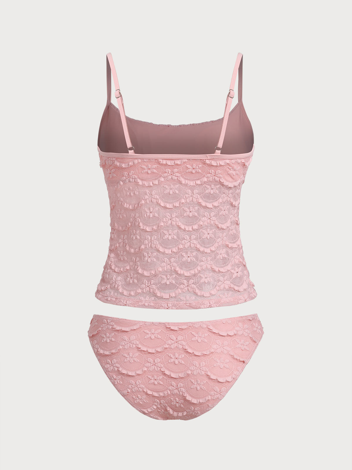 Women'S Nylon Knitted Ruched Hollow Mesh Flower Tankini Swimsuit Tankinis - SAMIOLSWIM