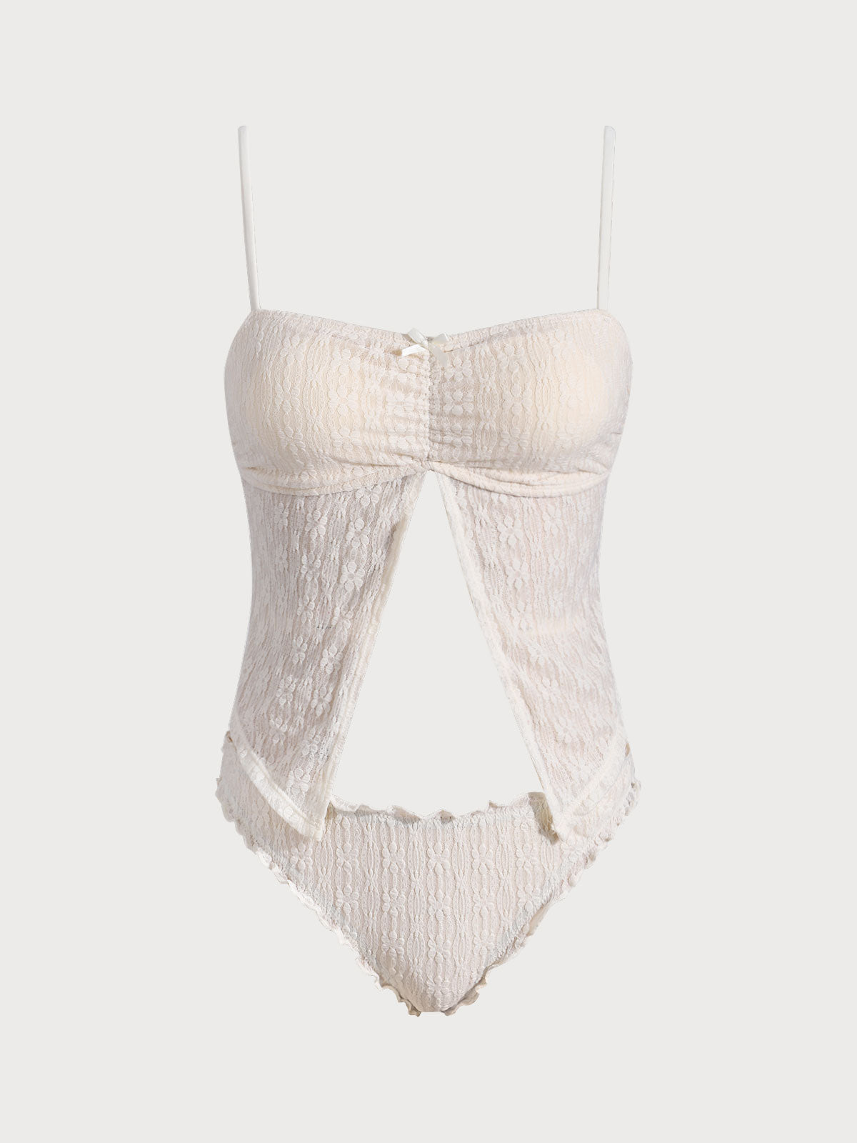 Women'S Nylon Knitted Ruched Swimwear Tankini Swimsuit Off White Tankinis - SAMIOLSWIM