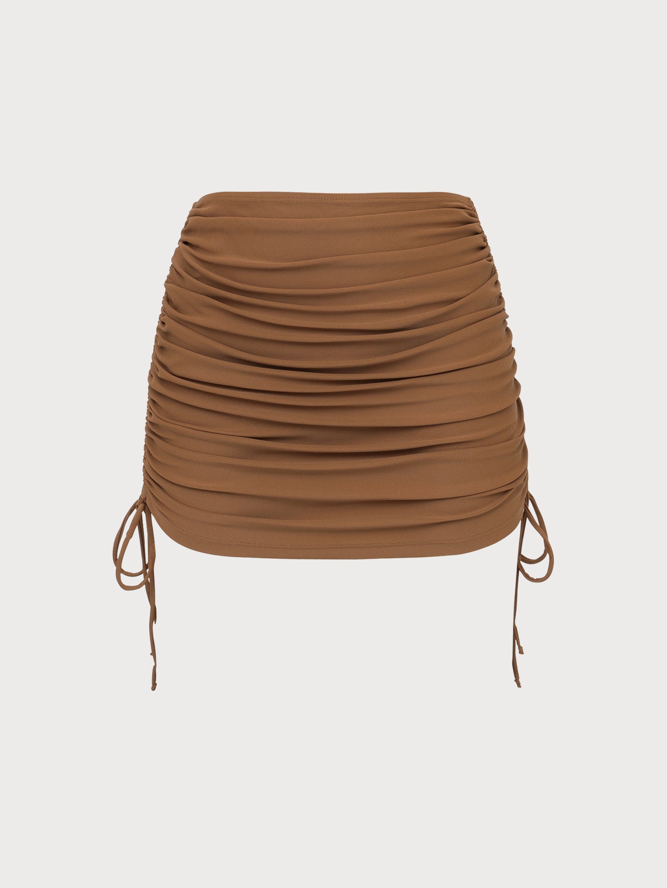 Women'S Nylon Knitted Shirred Skirt Brown Cover-ups - SAMIOLSWIM