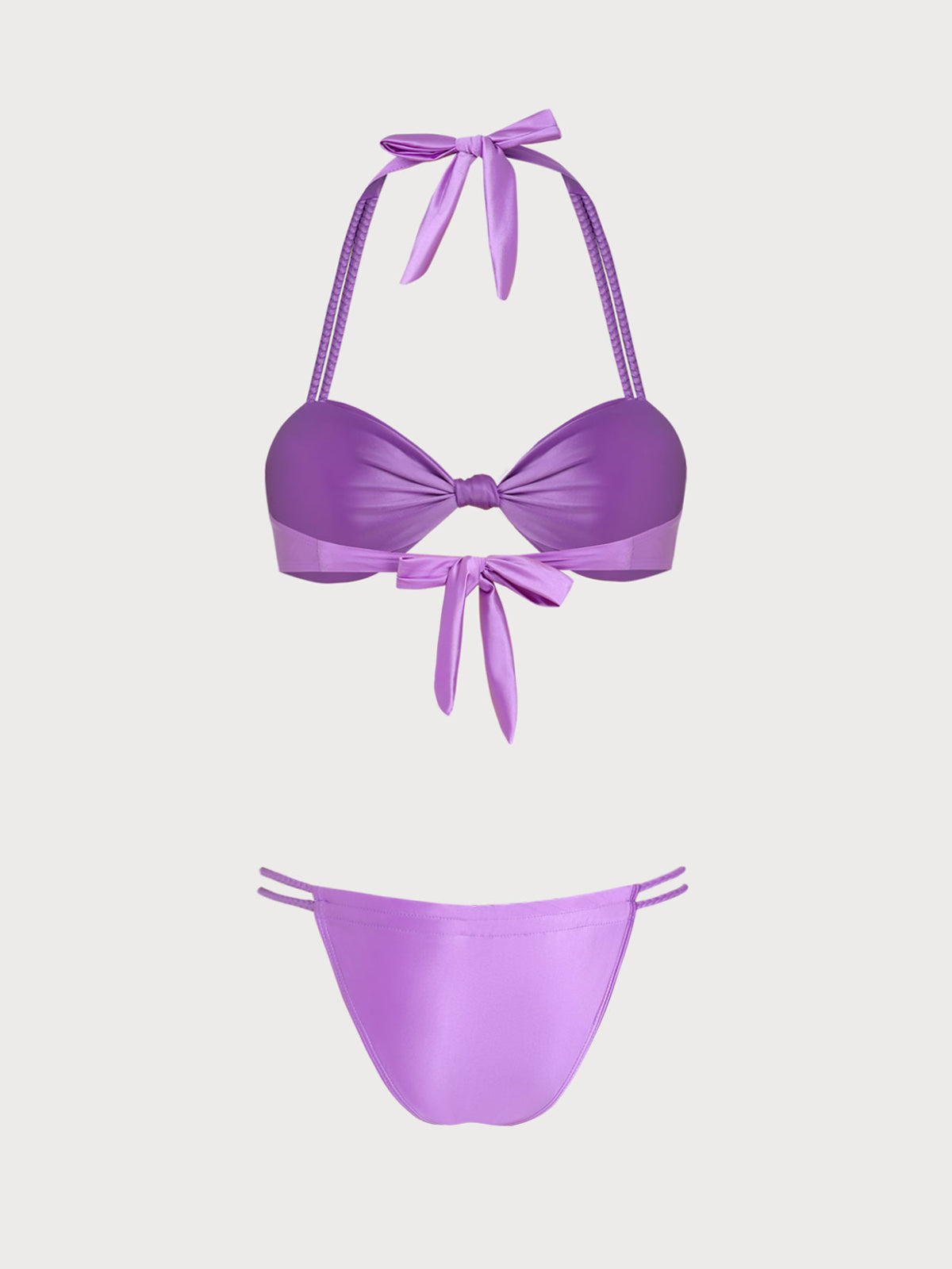 Women'S Nylon Knitted Woven Suspender Bikini Set Bikinis - SAMIOLSWIM