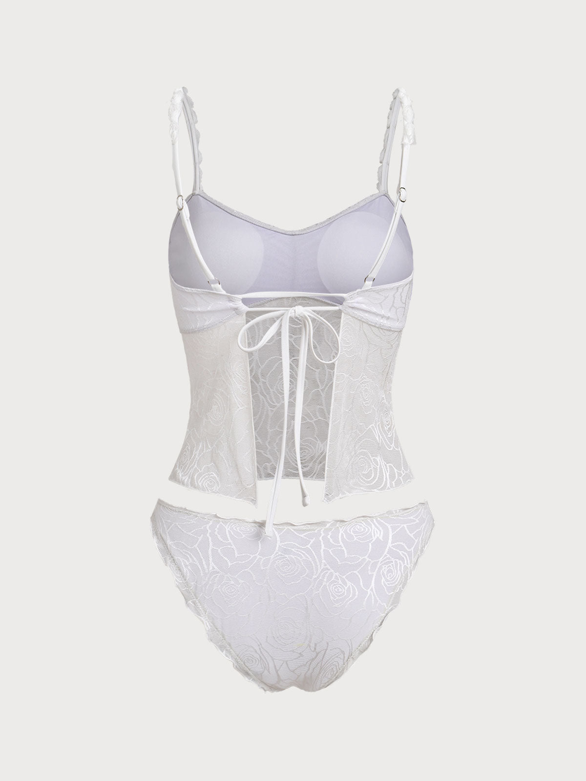 Women'S Nylon Knitted 3D Flower Strap Lace Tankini Set Tankinis - SAMIOLSWIM