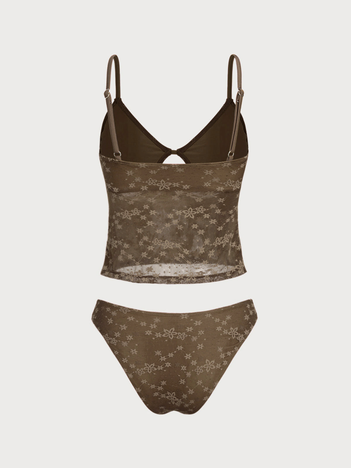 Women'S Nylon Woven Lace Flower Hollow Tankini Set Tankinis - SAMIOLSWIM