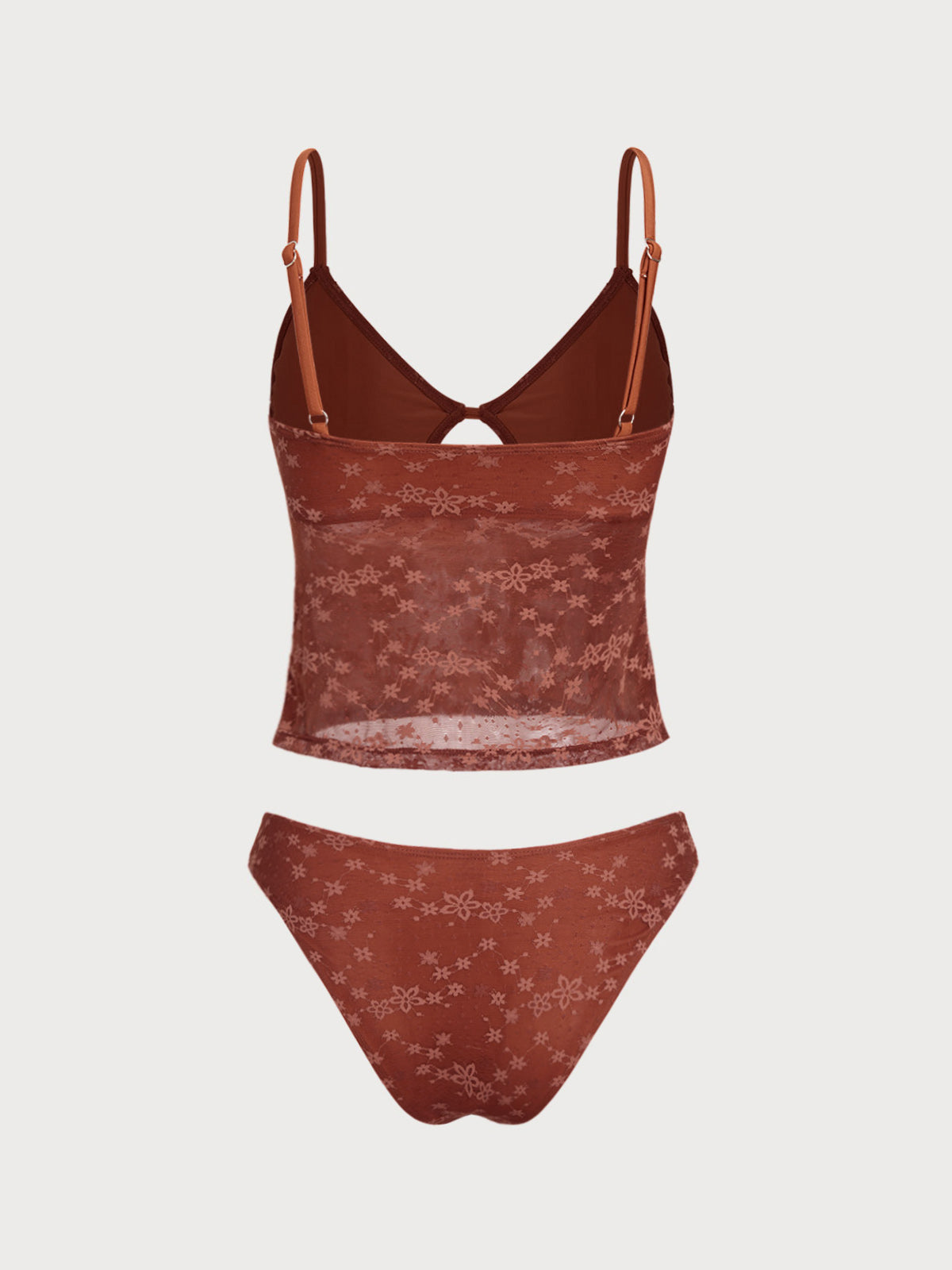 Women'S Nylon Woven Lace Flower Hollow Tankini Set Tankinis - SAMIOLSWIM