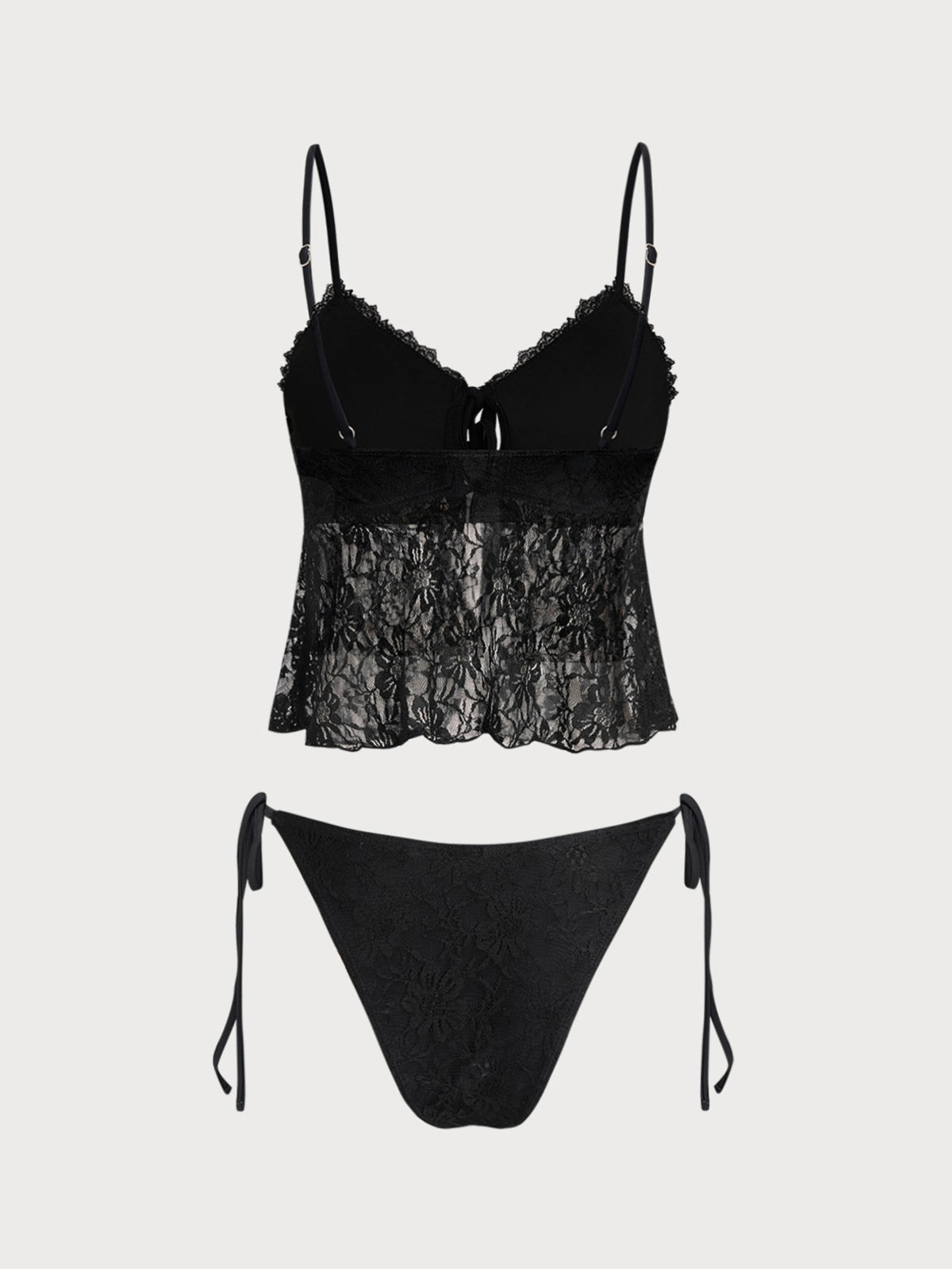 Women'S Nylon Woven Lace Mesh Front Tie Bikini Set Bikinis - SAMIOLSWIM