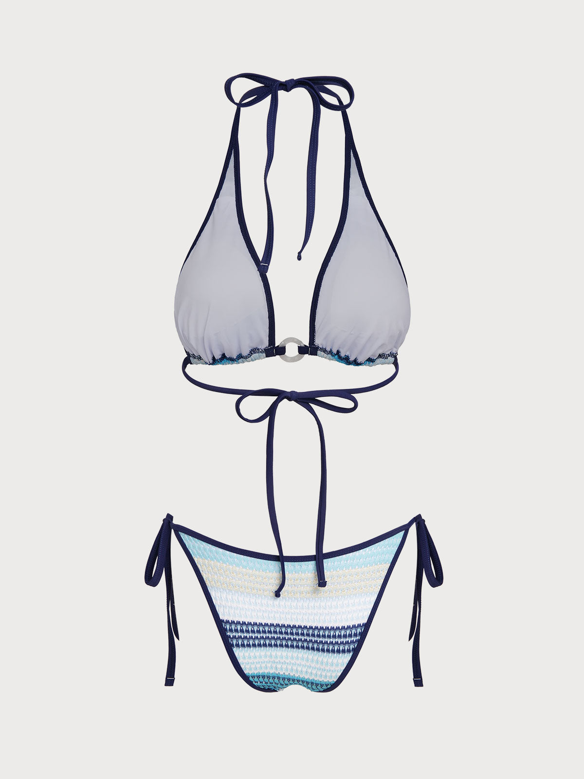 Women'S Polyester Blend Multicolor Mesh Hoop Bikini Set Bikinis - SAMIOLSWIM