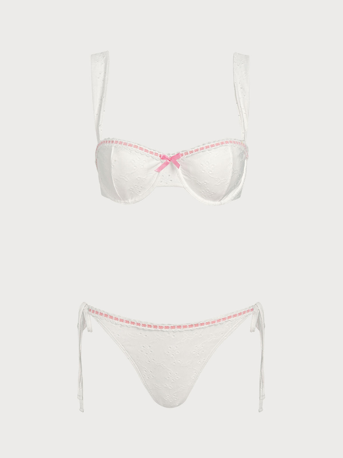 Women'S Polyester Contrast Lace Underwire Bikini Set White Bikinis - SAMIOLSWIM