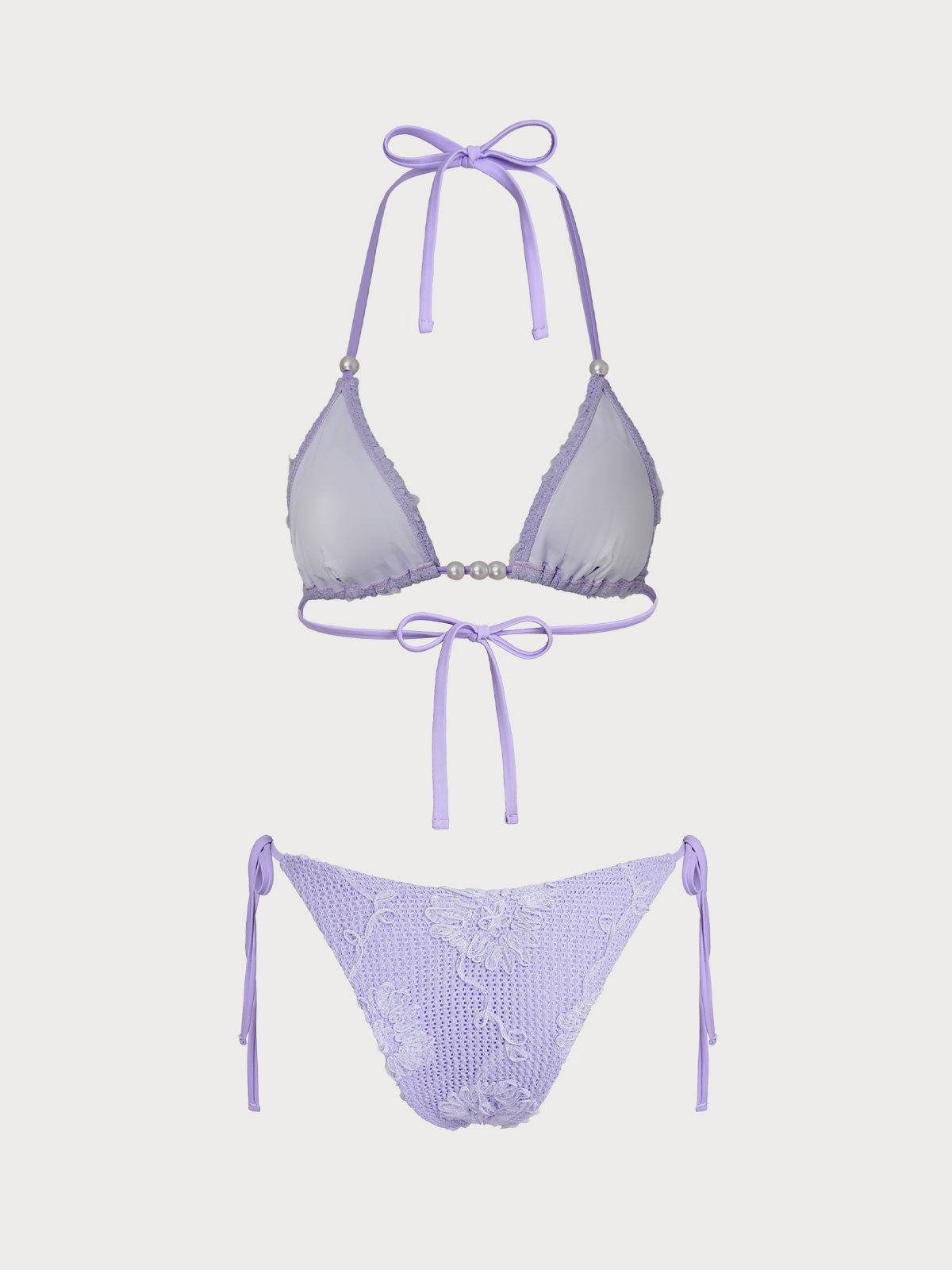 Women'S Polyester Decorated Beaded Flower Bikini Set Bikinis - SAMIOLSWIM