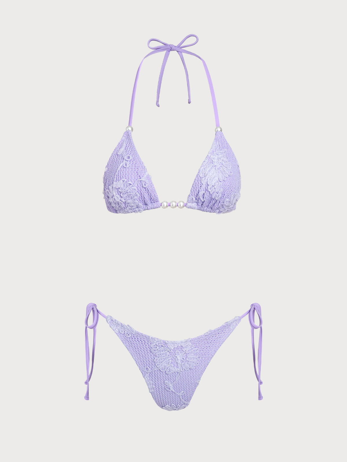 Women'S Polyester Decorated Beaded Flower Bikini Set Bikinis - SAMIOLSWIM