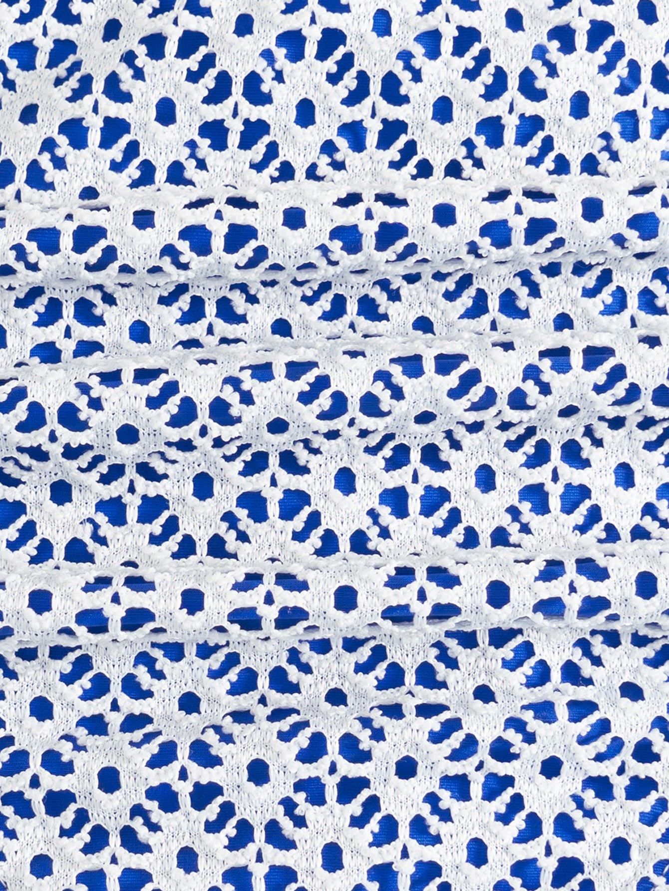 Women'S Polyester Knit Contrast Color Hollow Mesh Bikini Set Bikinis - SAMIOLSWIM