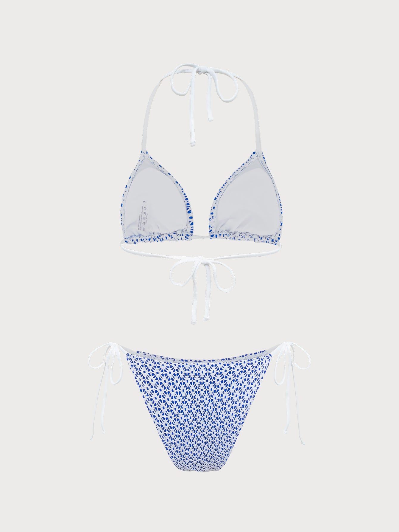 Women'S Polyester Knit Contrast Color Hollow Mesh Bikini Set Bikinis - SAMIOLSWIM