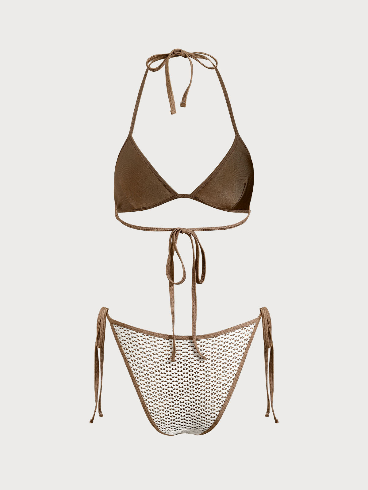 Women'S Polyester Knit Contrast Color Mesh Bikini Set Bikinis - SAMIOLSWIM