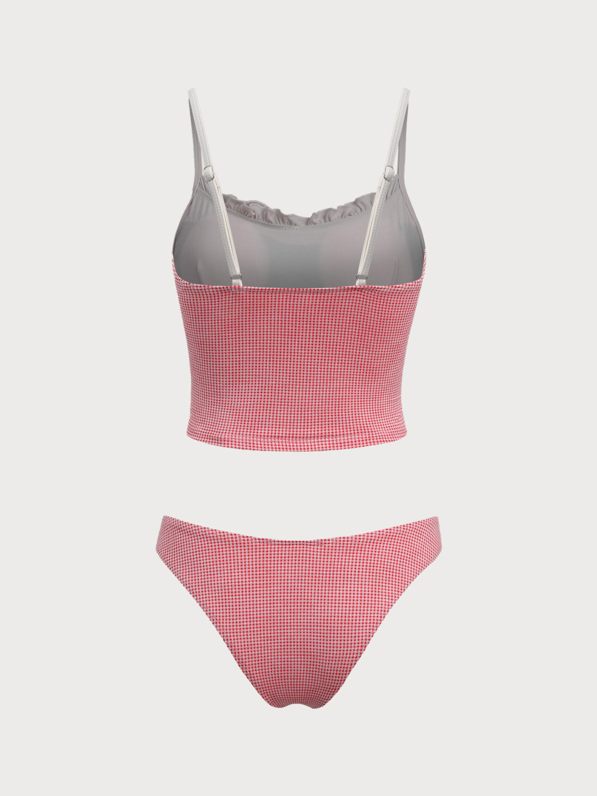 Women'S Polyester Knit Contrast Color Vintage Plaid Tankini Swimsuit Tankinis - SAMIOLSWIM