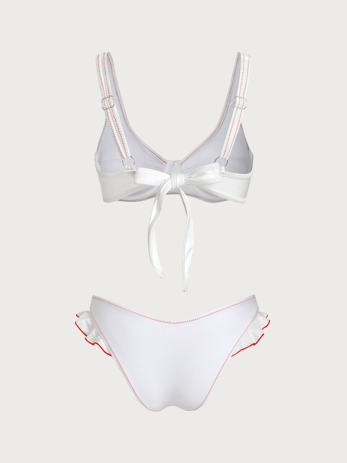 Women'S Polyester Knit Contrast Color Vintage Underwire Bikini Set Bikinis - SAMIOLSWIM