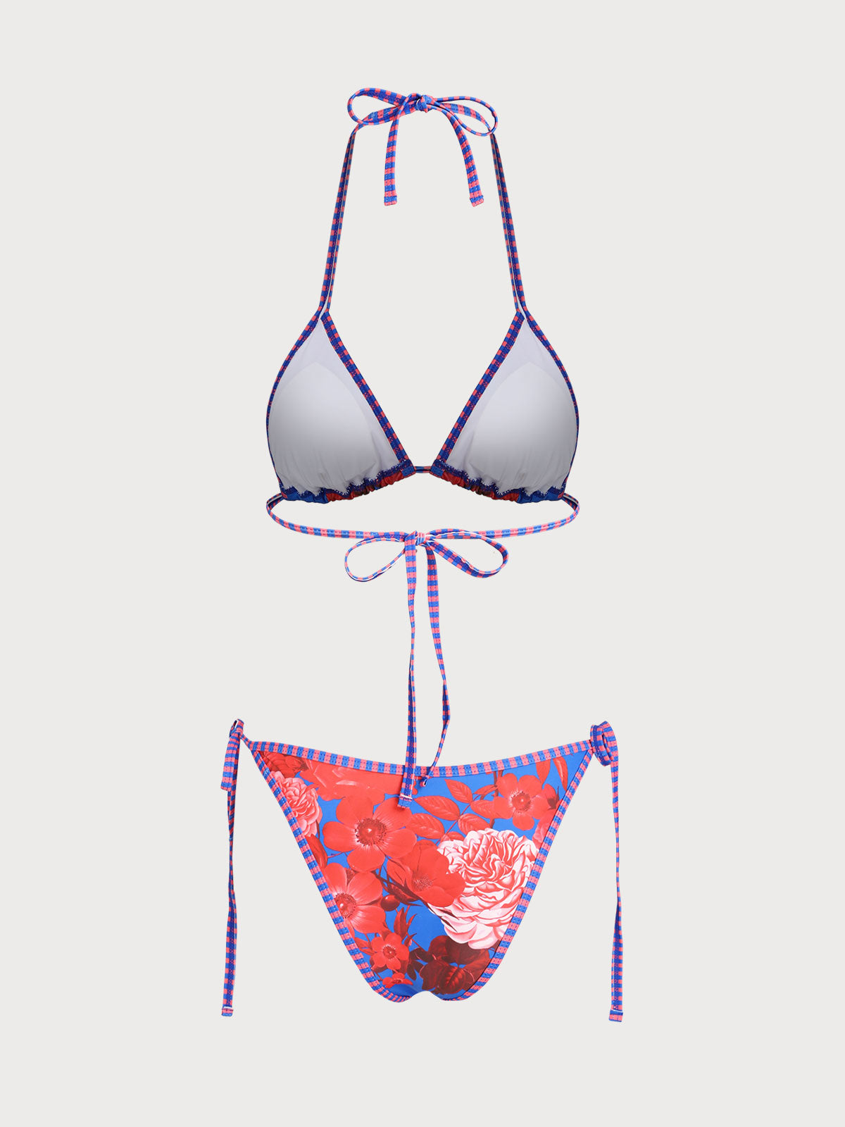Women'S Polyester Knit Contrast Floral Print Bikini Set Bikinis - SAMIOLSWIM