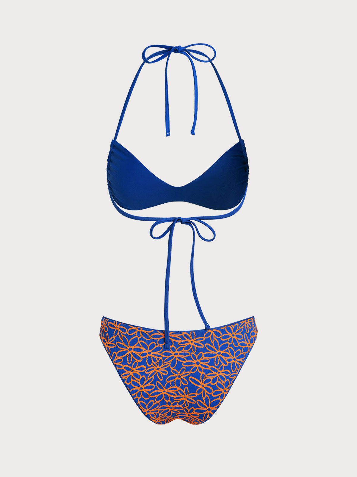 Women'S Polyester Knit Contrast Floral Reversible Bikini Set Bikinis - SAMIOLSWIM