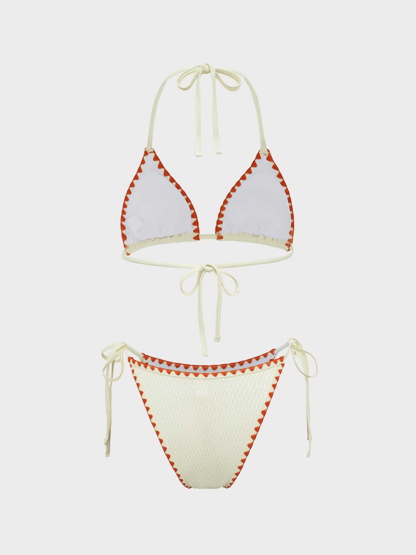 Women'S Polyester Knit Contrast Flower Bud Bikini Set Bikinis - SAMIOLSWIM