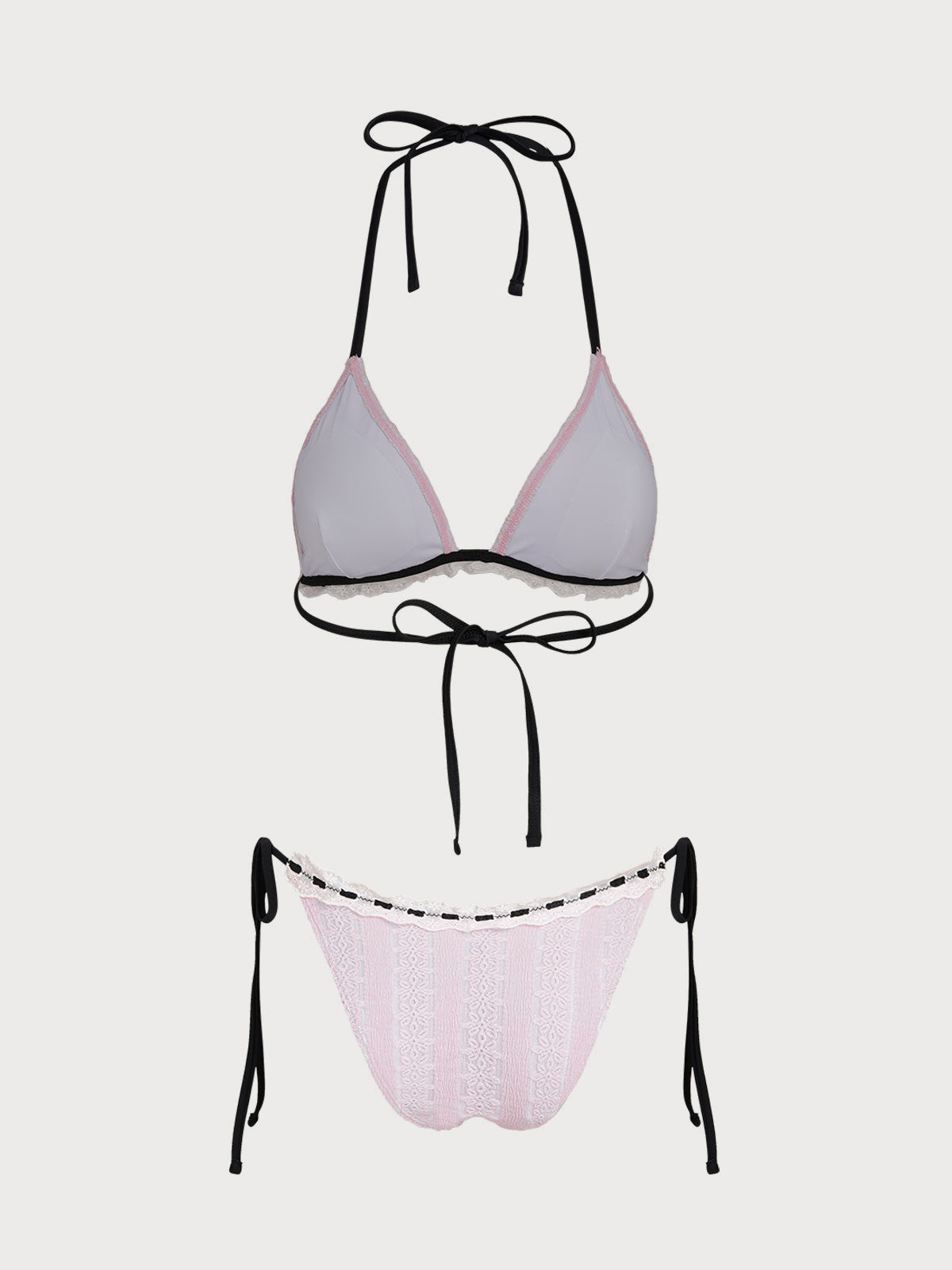 Women'S Polyester Knit Contrast Lace Bikini Set Bikinis - SAMIOLSWIM