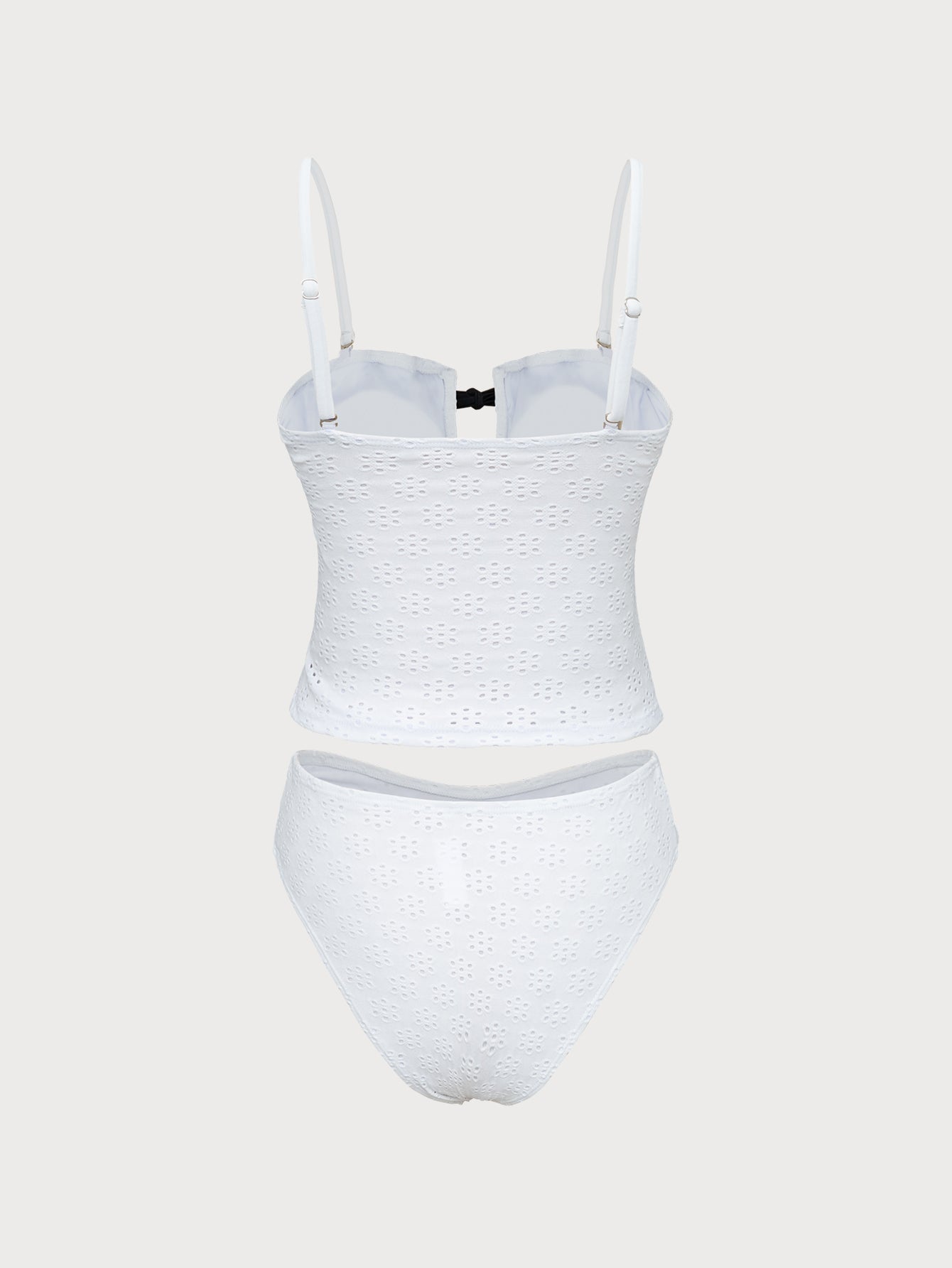 Women'S Polyester Knit Contrast Lace Retro Tankini Swimsuit Tankinis - SAMIOLSWIM