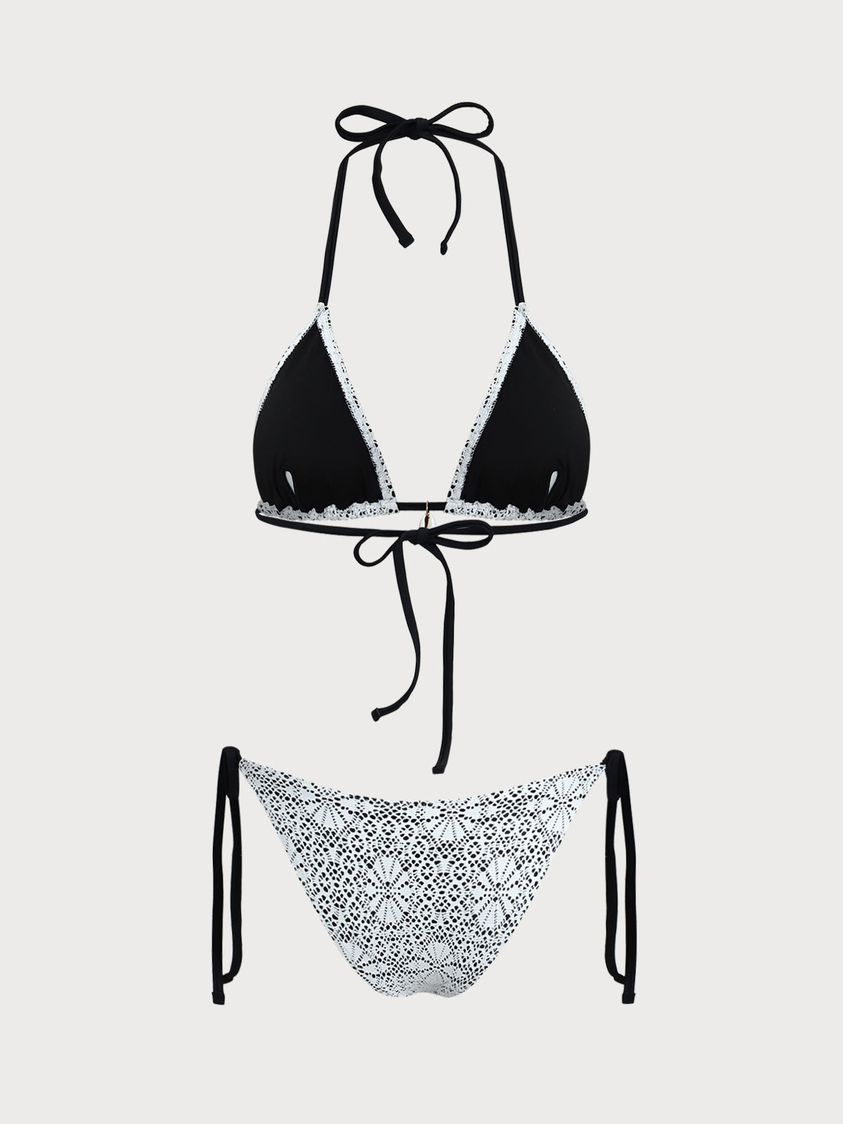 Women'S Polyester Knit Contrast Mesh Bikini Set Bikinis - SAMIOLSWIM