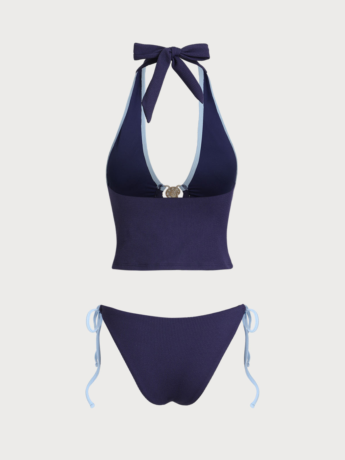 Women'S Polyester Knit Contrast Shell Tankini Set Bikinis - SAMIOLSWIM