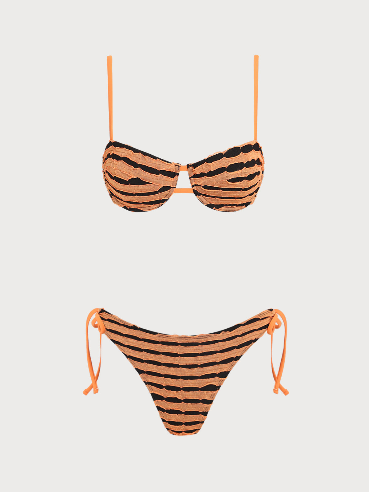 Women'S Polyester Knit Contrast Underwire Bikini Set Orange Bikinis - SAMIOLSWIM