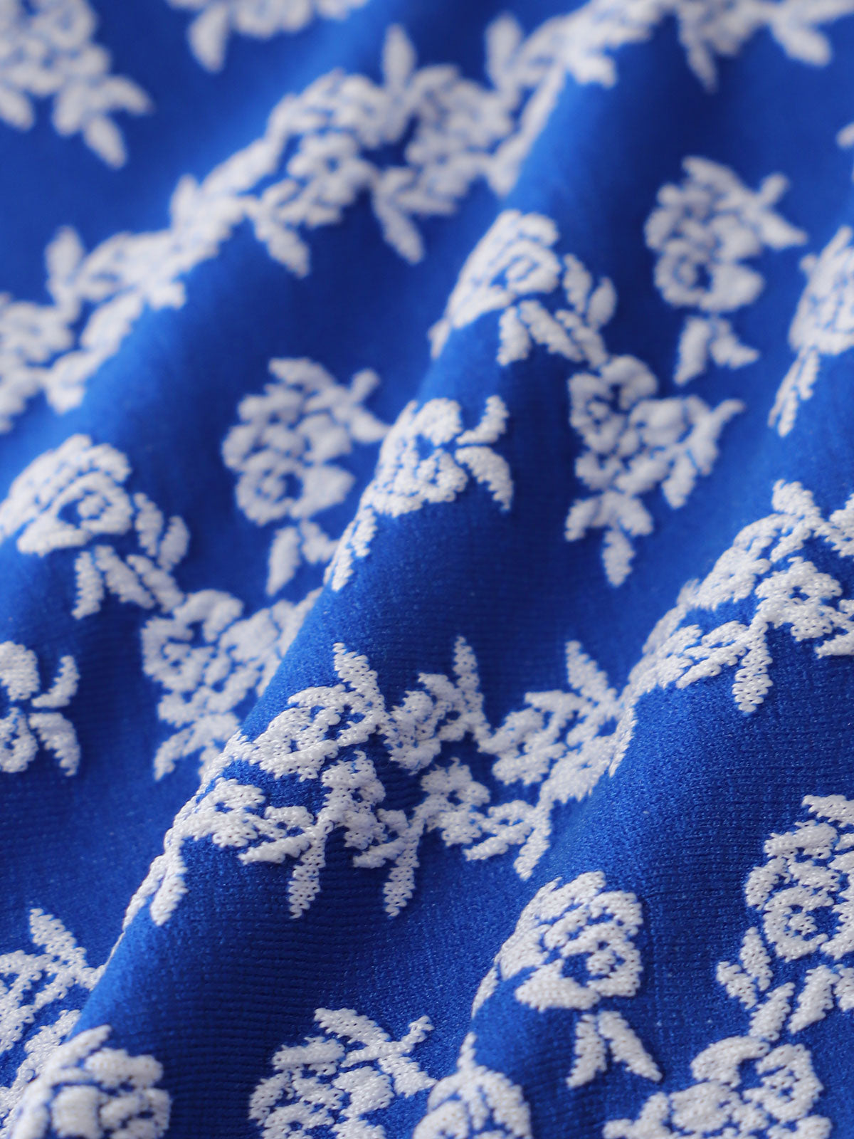 Women'S Polyester Knit Contrast Vintage Textured Floral Bikini Set Bikinis - SAMIOLSWIM